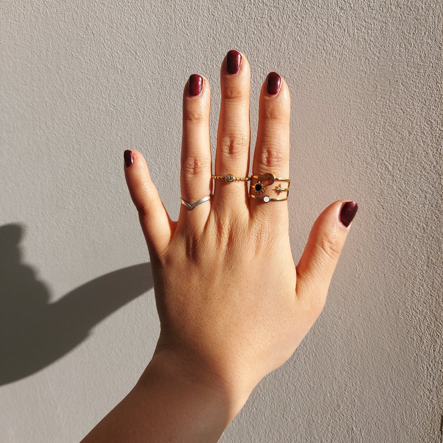 ORION Moon Sun and Star Adjustable Stacked Ring