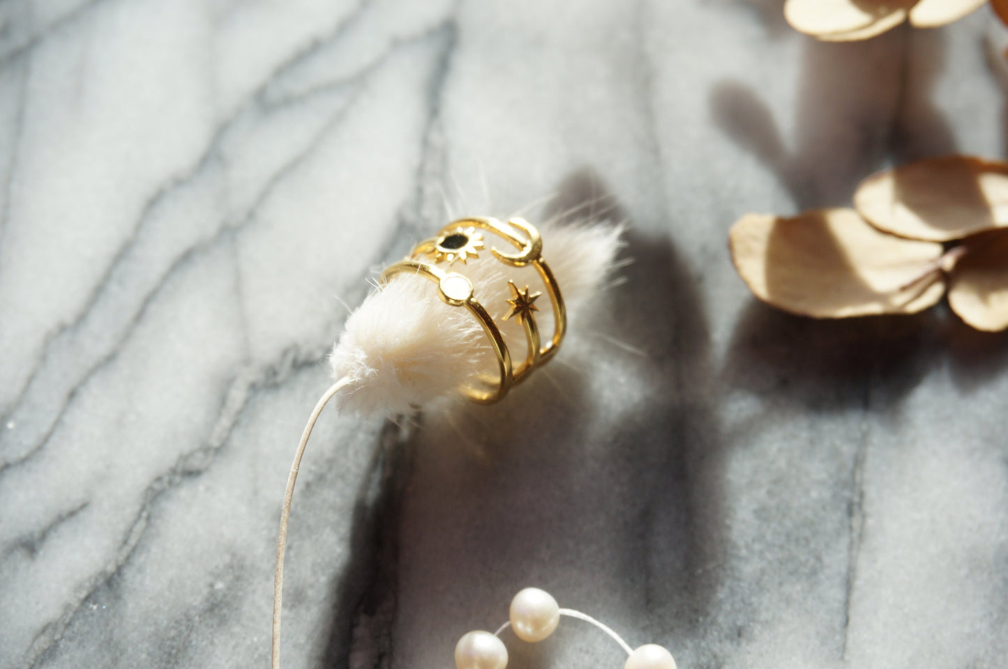 ORION Moon Sun and Star Adjustable Stacked Ring