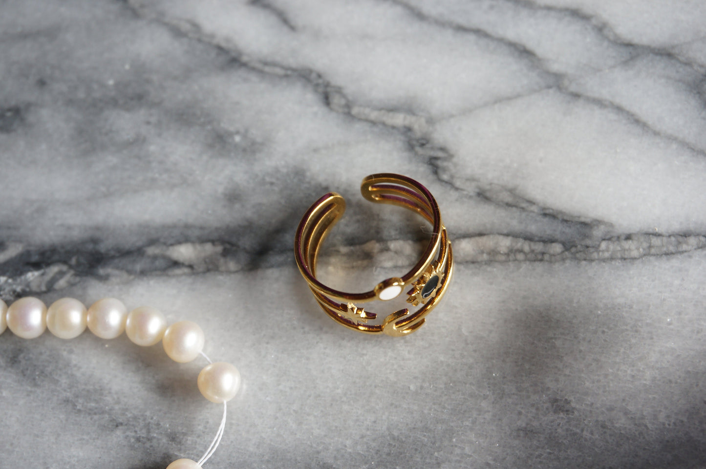 ORION Moon Sun and Star Adjustable Stacked Ring