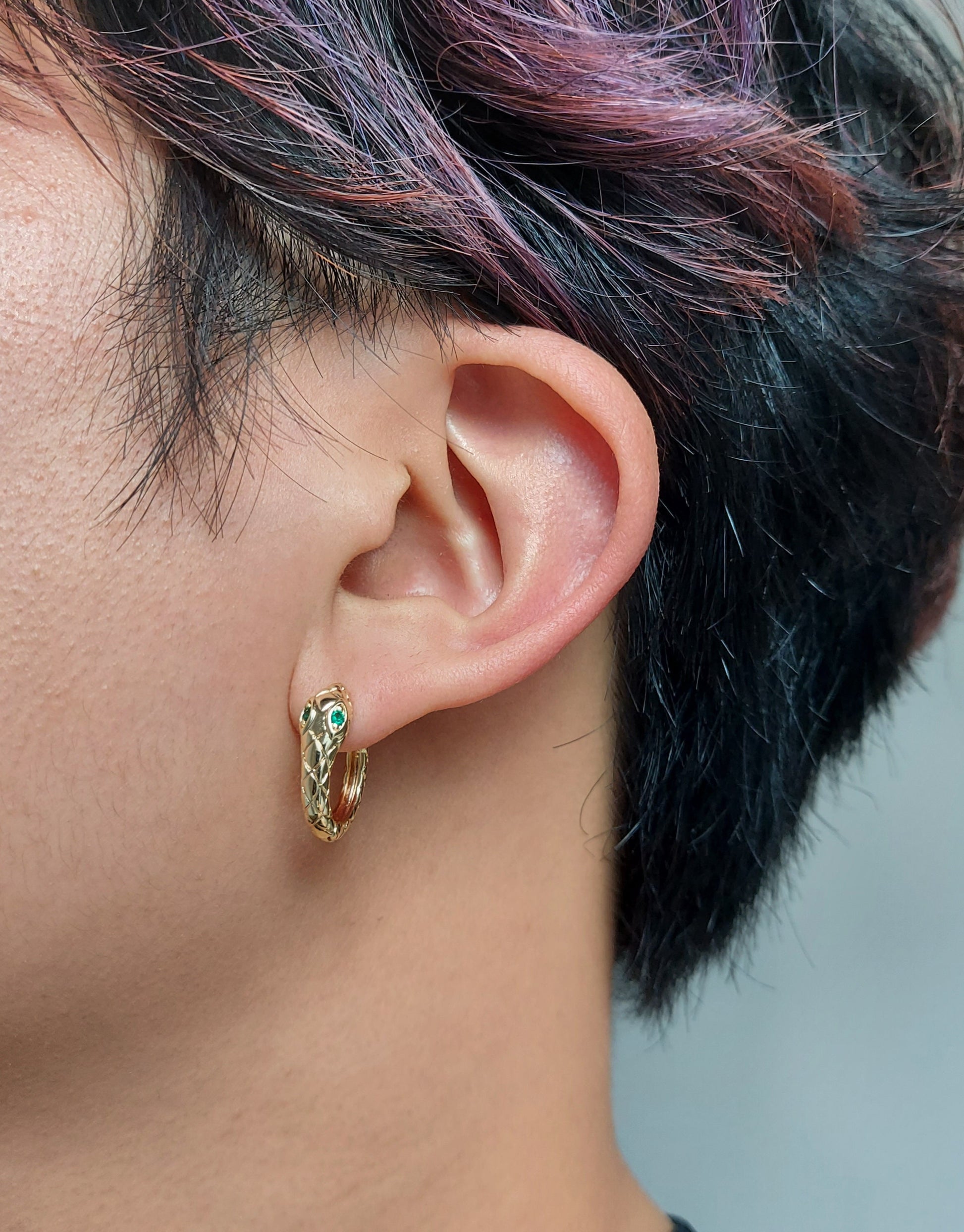 OUROBOROUS Serpent Gold hoops / Snake Hoop Huggie Earrings