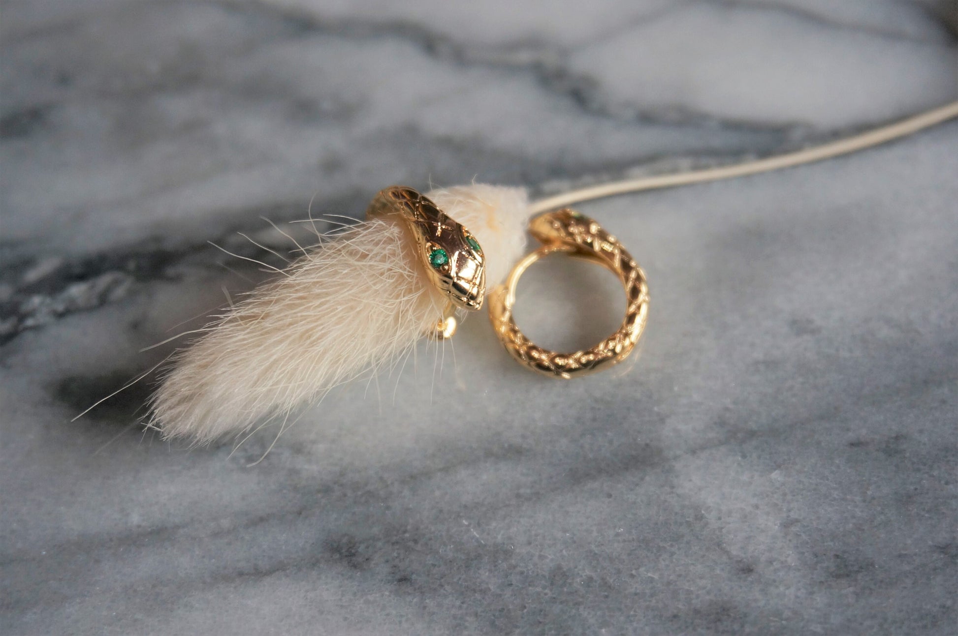 OUROBOROUS Serpent Gold hoops / Snake Hoop Huggie Earrings