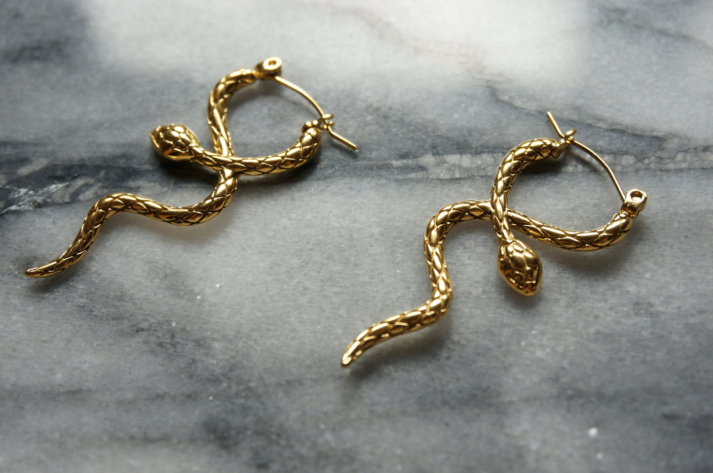 CLEOPATRA Gold Twisted Snake Earrings / Snake Hoop Earrings / Statement Earrings