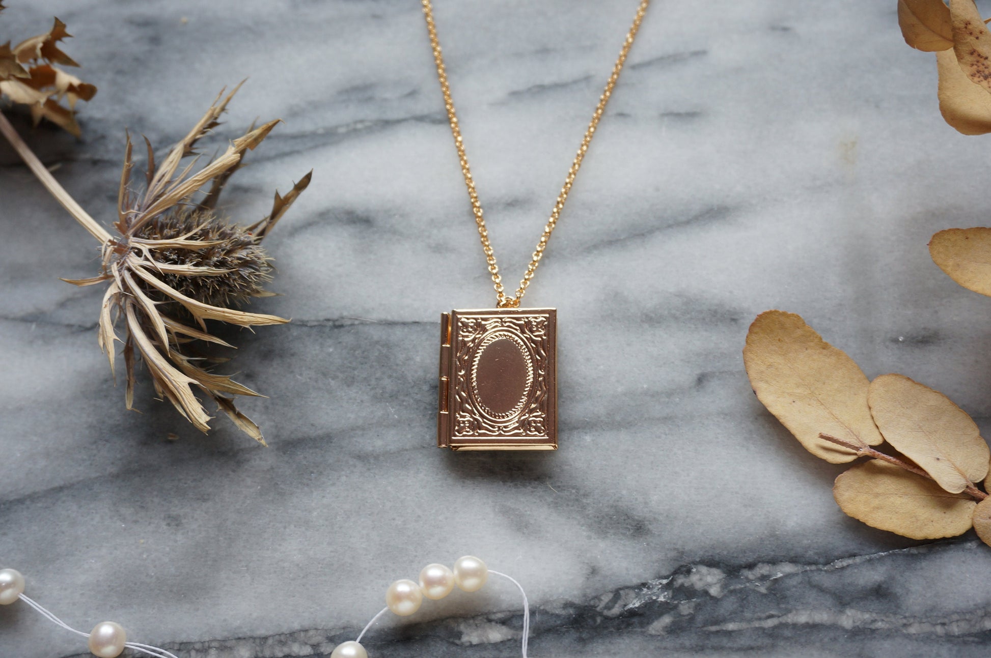 STORY Gold Book Locket Necklace / Secret Necklace