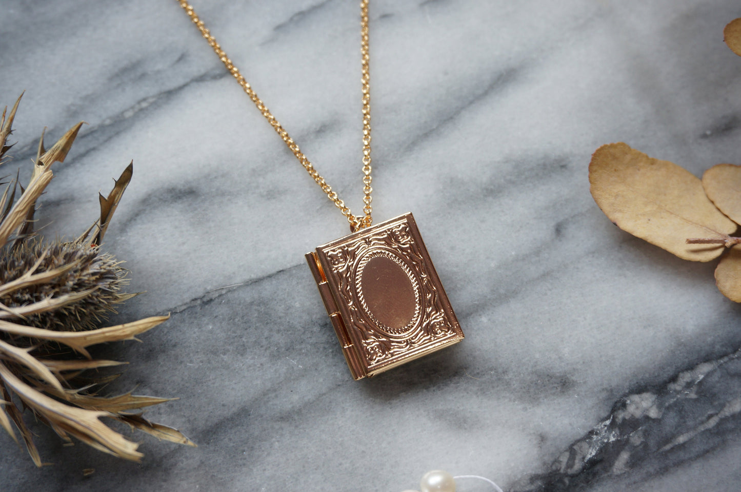 STORY Gold Book Locket Necklace / Secret Necklace
