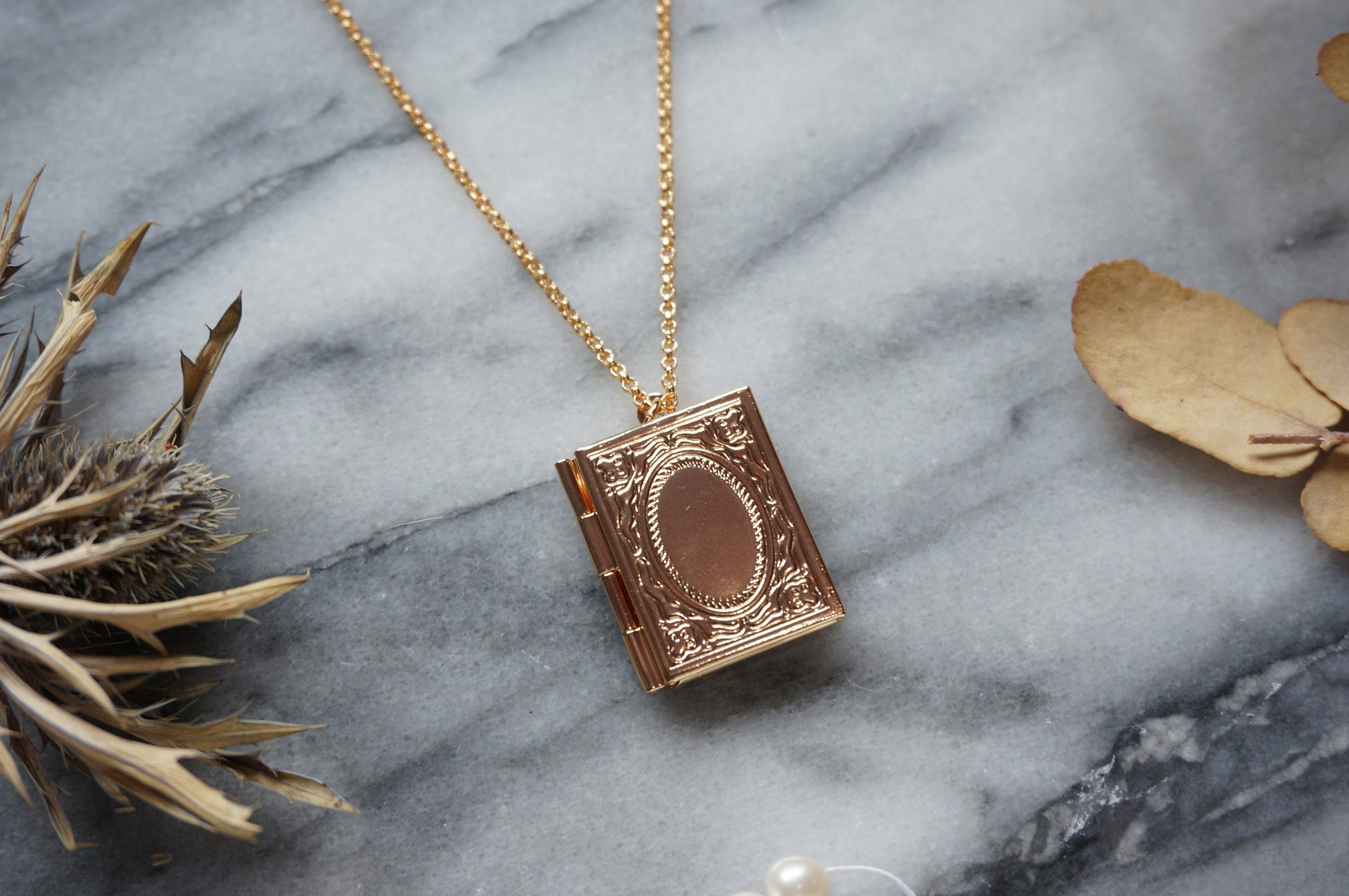 STORY Gold Book Locket Necklace / Secret Necklace