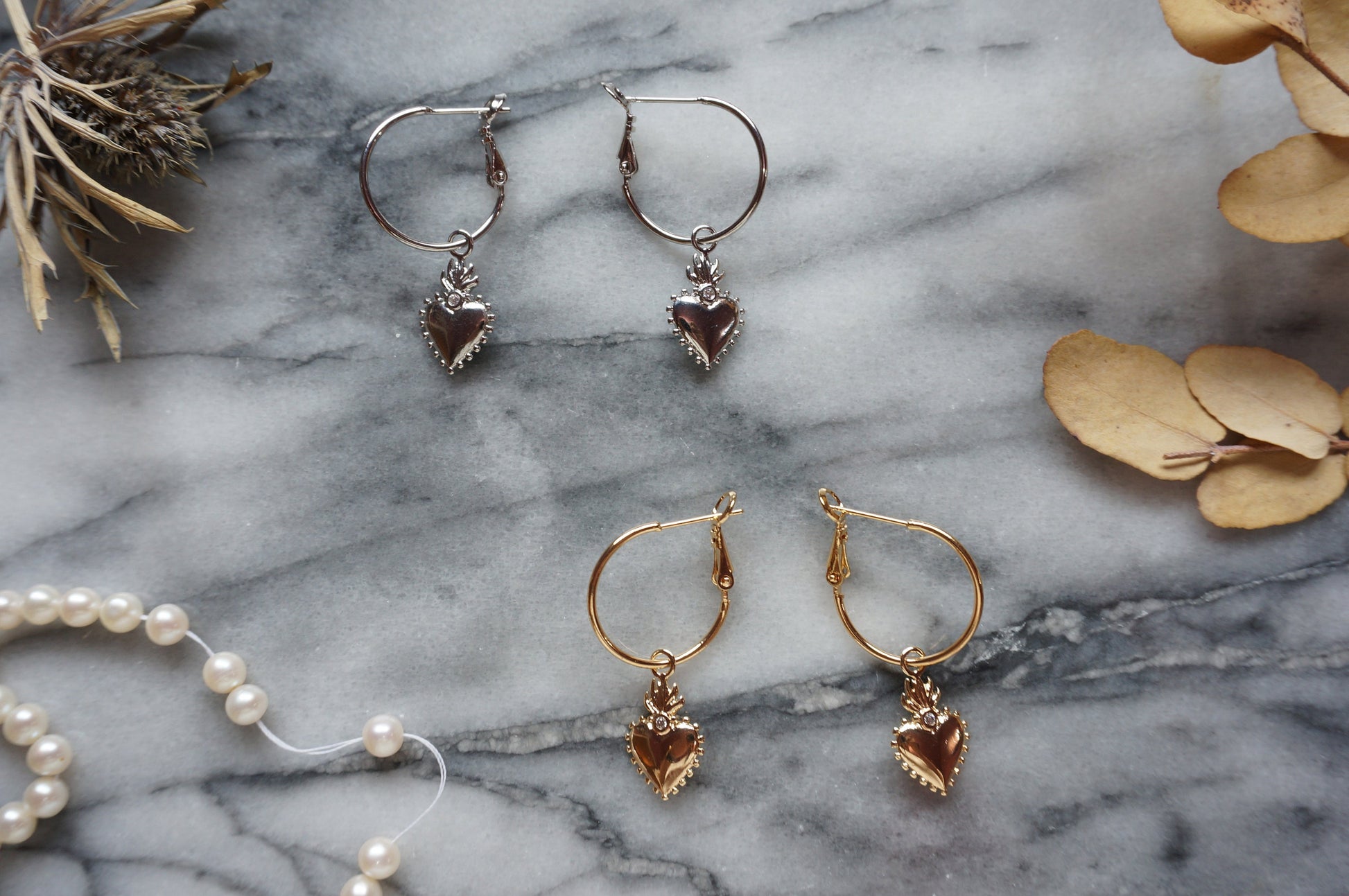 Sacred Heart Hoop Earrings