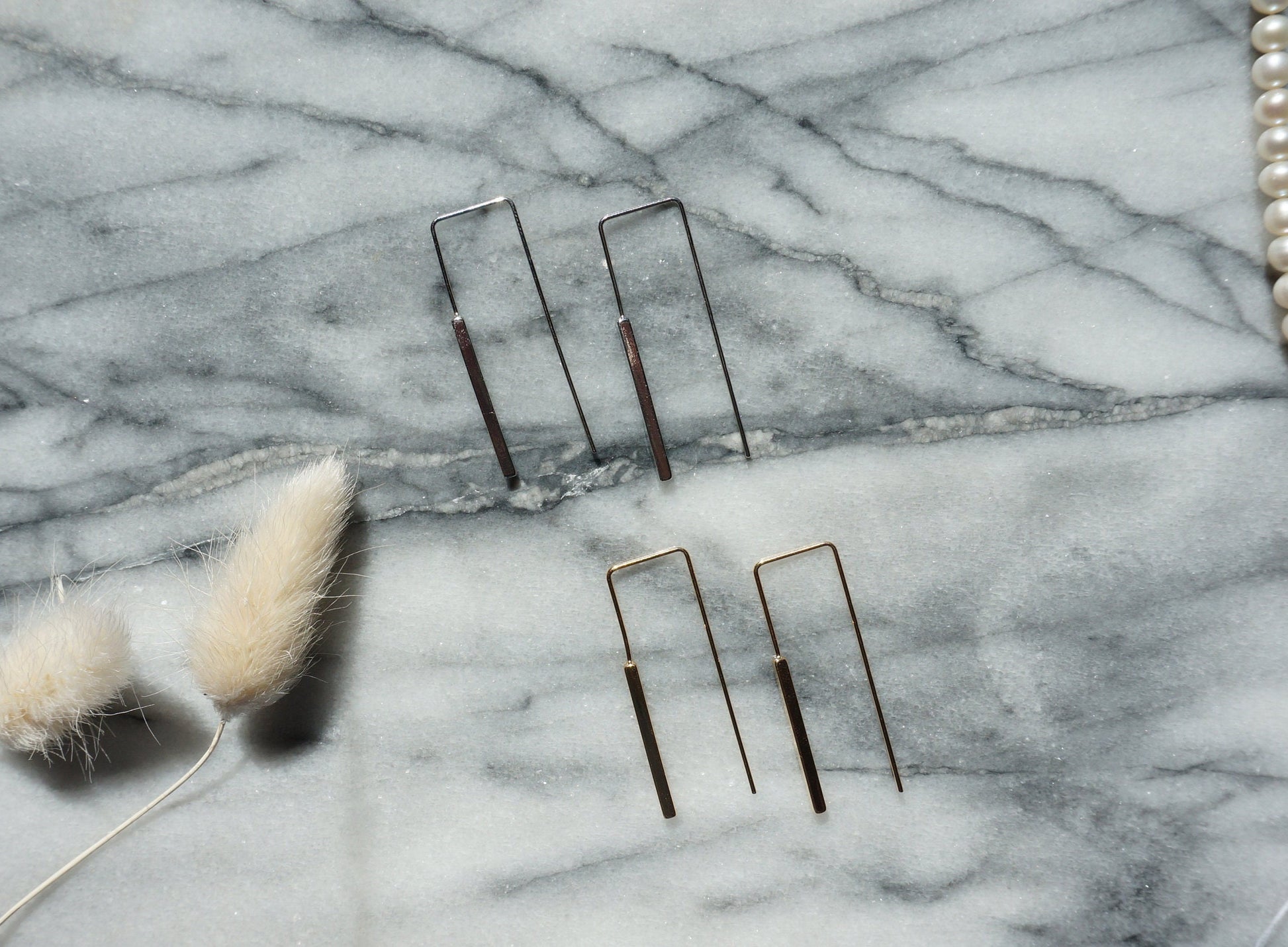Minimal Geometric Gold / Silver Threader Earrings