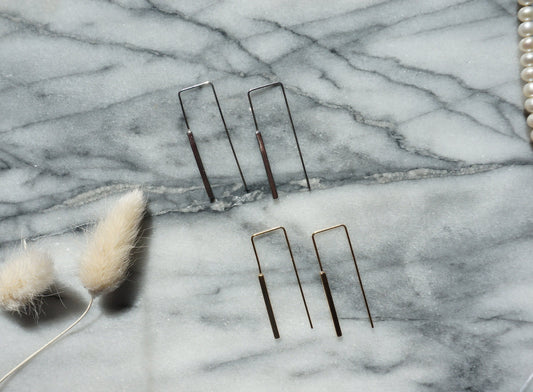 Minimal Geometric Gold / Silver Threader Earrings