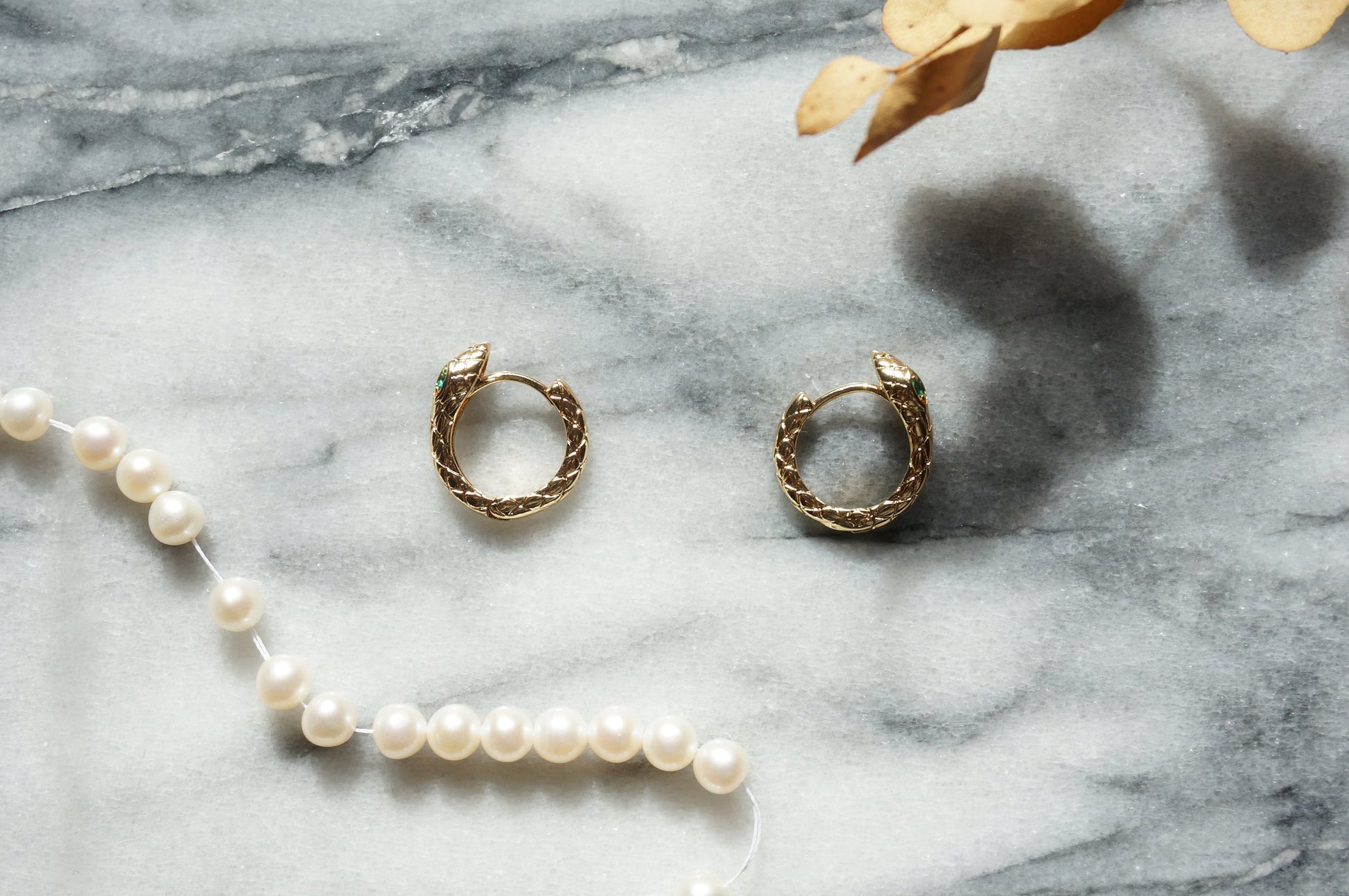 OUROBOROUS Serpent Gold hoops / Snake Hoop Huggie Earrings