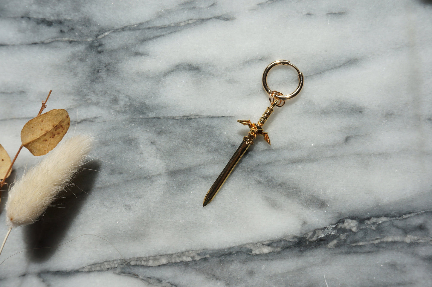 LEGEND Gold Silver Sword Huggie Hoop Earring SINGLE / Zelda Master Sword Earring