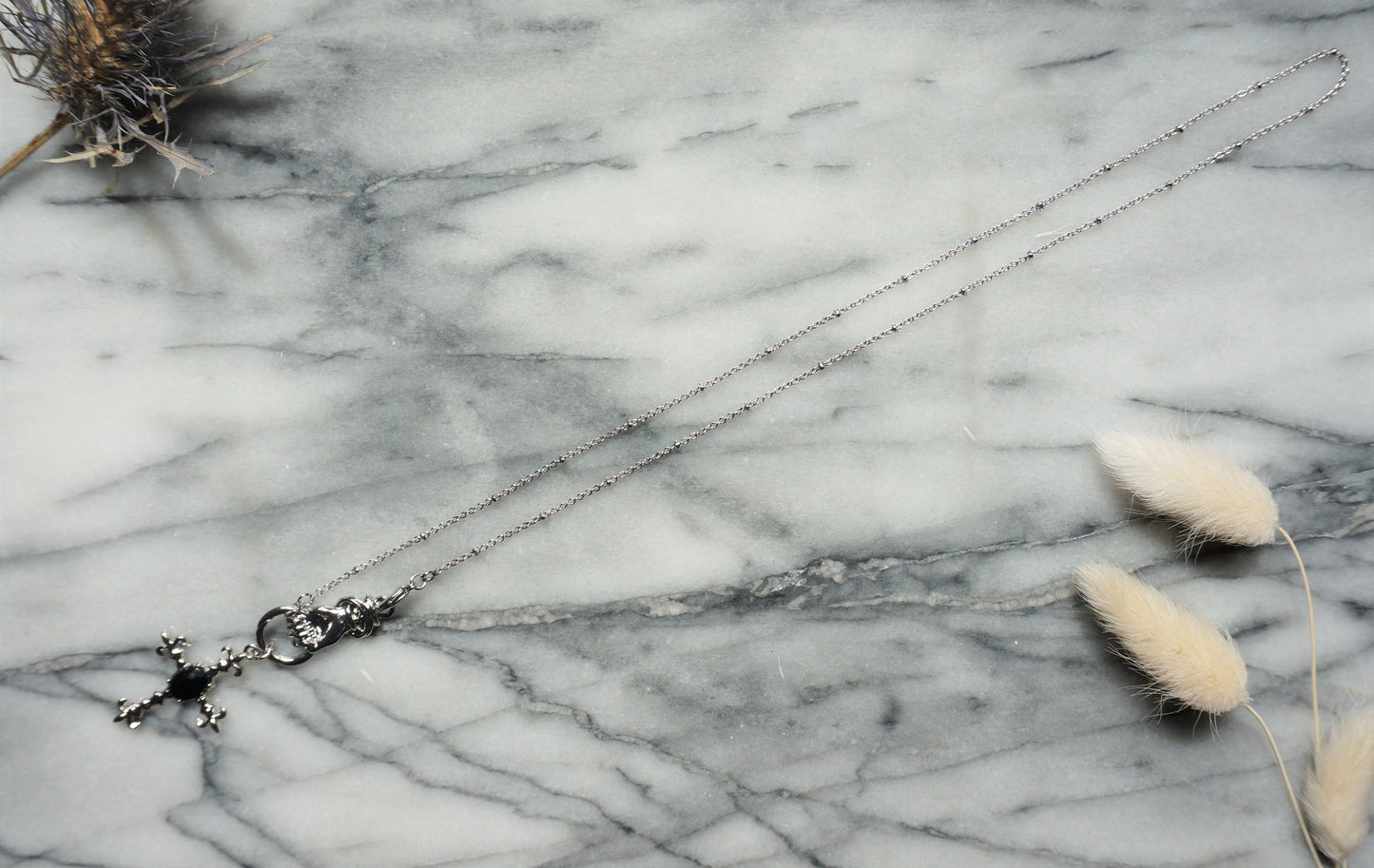 EDITH Gothic Hand Holding Cross Necklace/ Black Cross Necklace