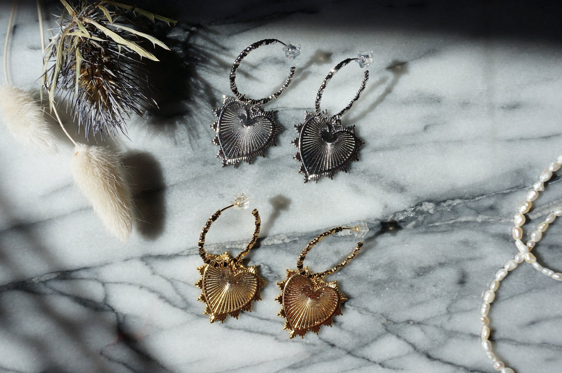 VALENTINA Gold / Silver Heart Hoop Earrings