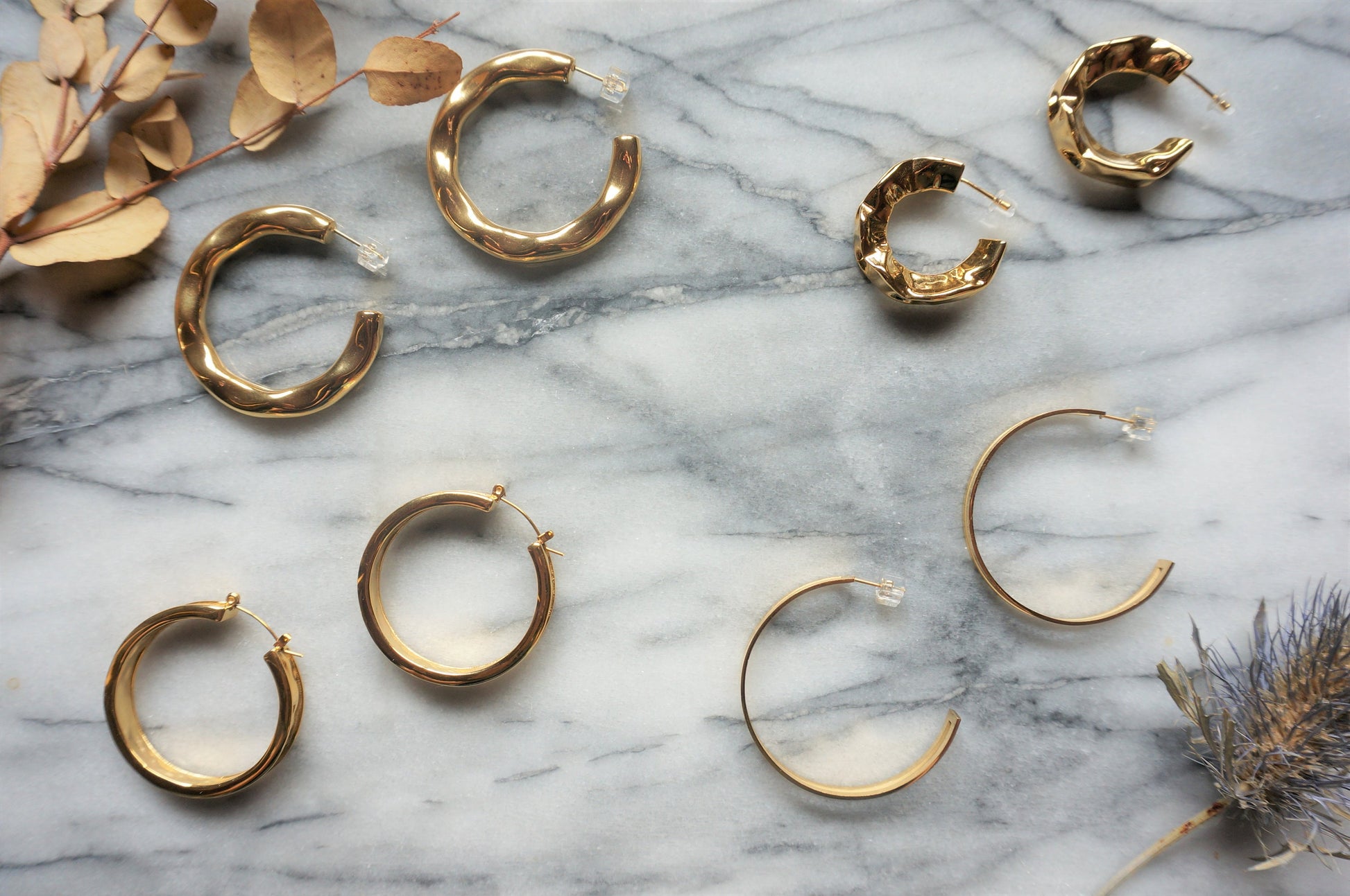 Gold Plated Chunky Hoops / Gold Thick Hoop Earrings