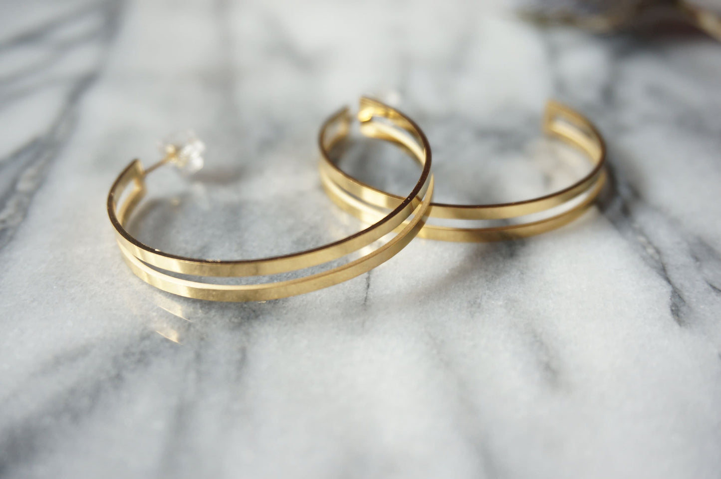 Gold Plated Chunky Hoops / Gold Thick Hoop Earrings
