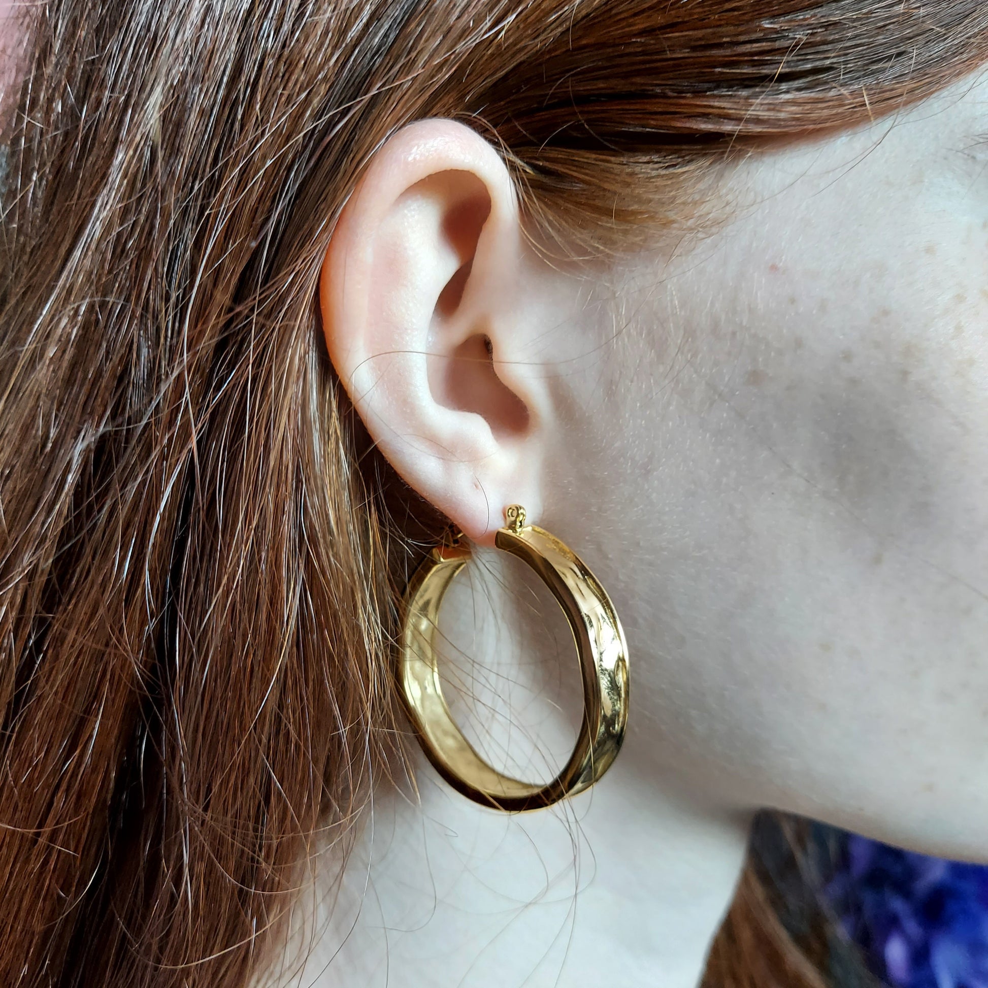Gold Plated Chunky Hoops / Gold Thick Hoop Earrings