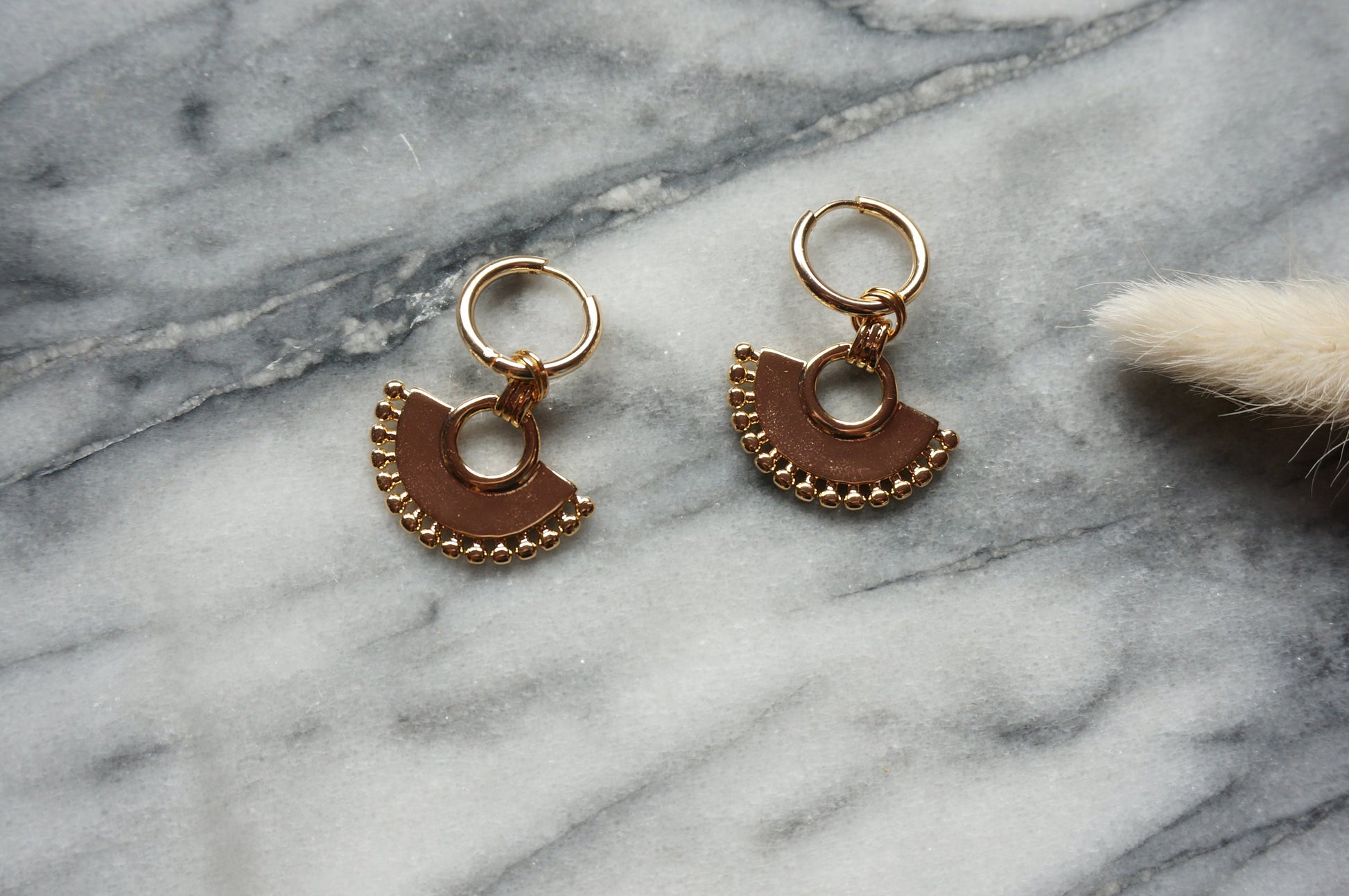 KUSKO Gold Plated Incan Hoop Earrings