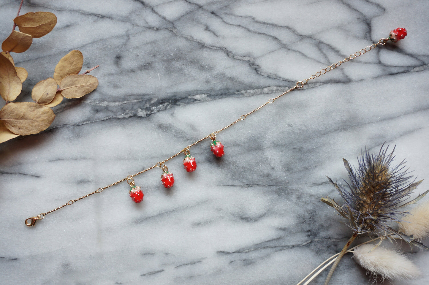 SHORTCAKE Strawberry Cluster Dainty Bracelet