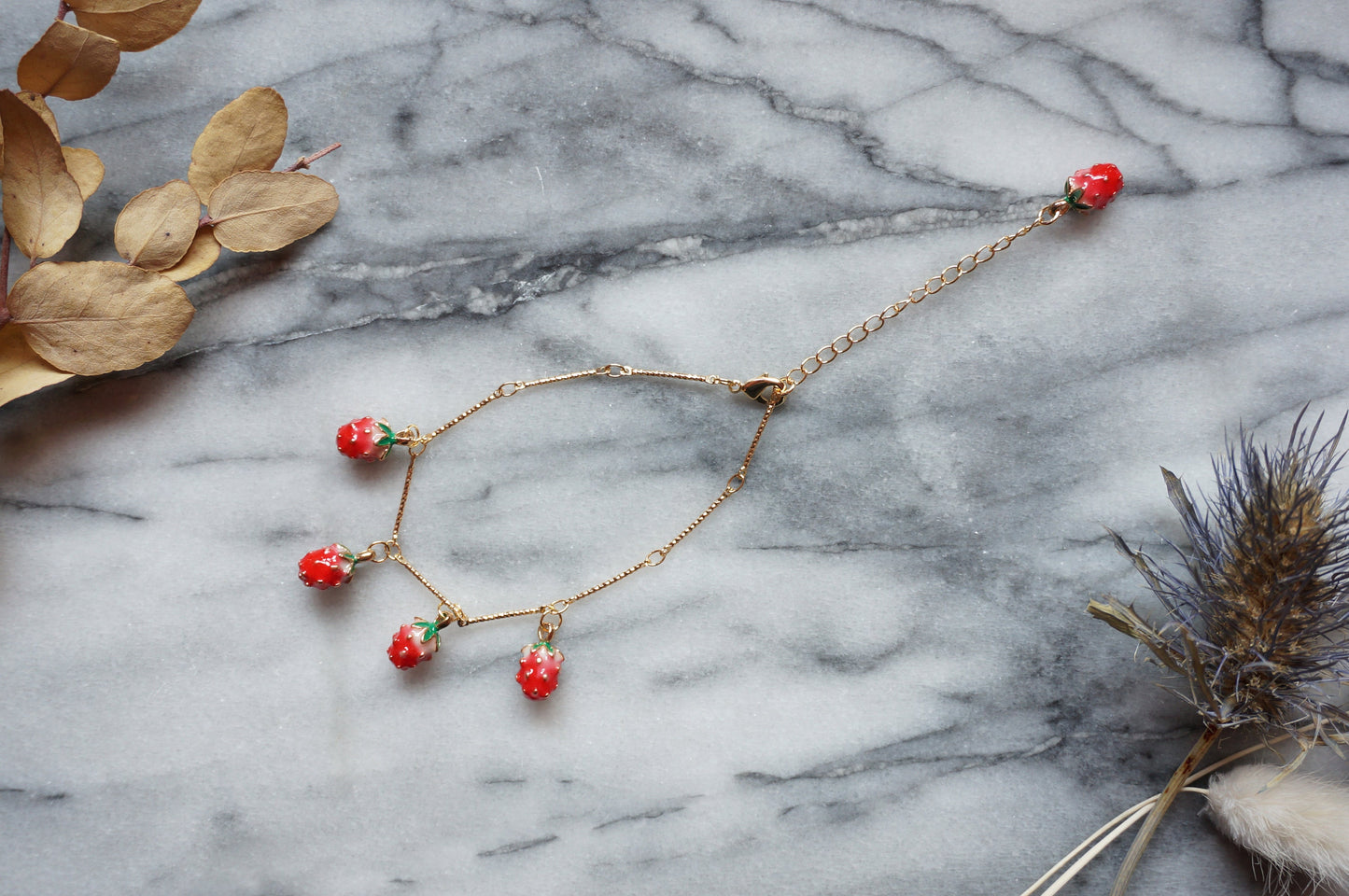 SHORTCAKE Strawberry Cluster Dainty Bracelet