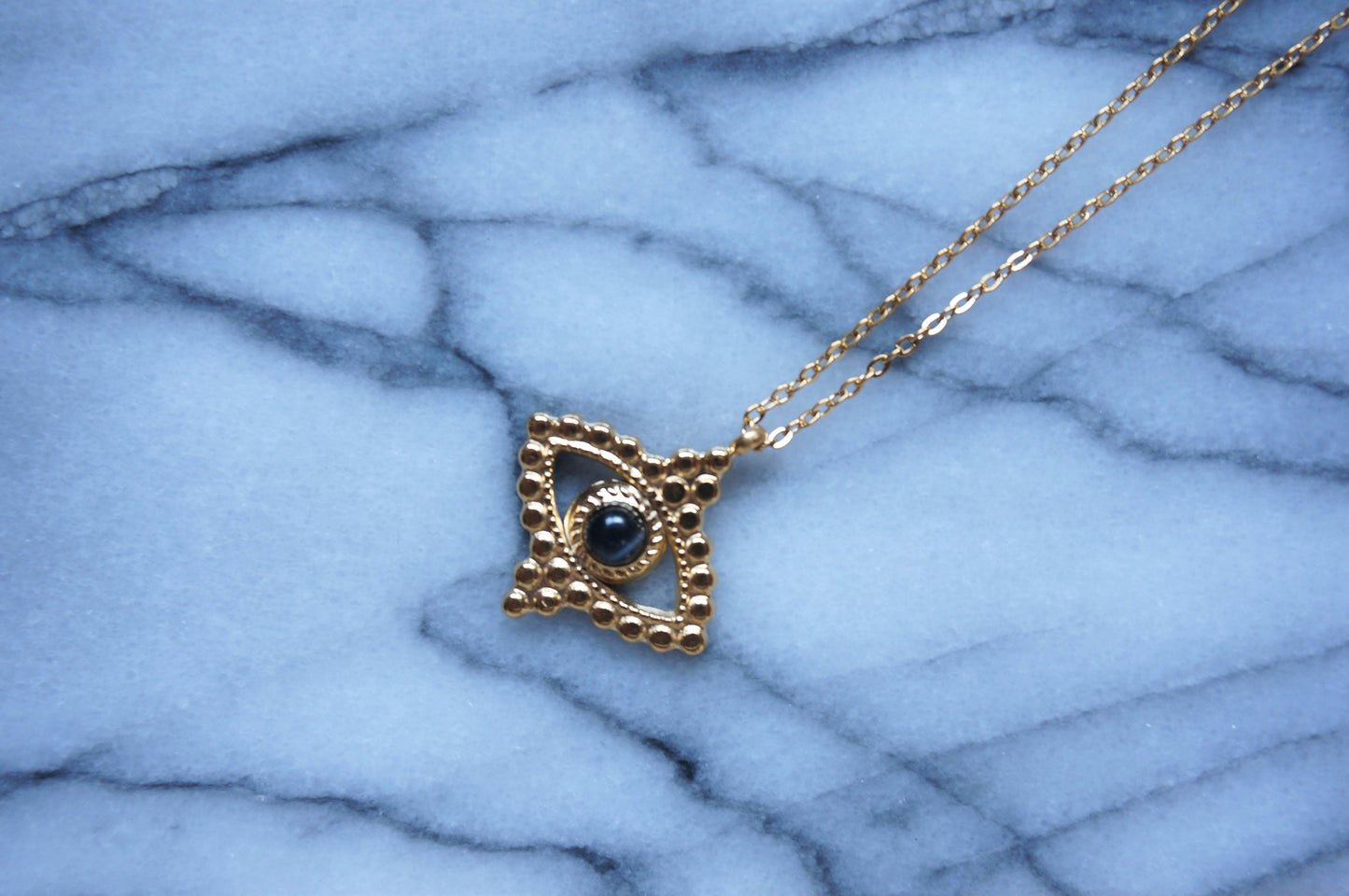 FATIMA EYE / Tiger eye Gold Necklace