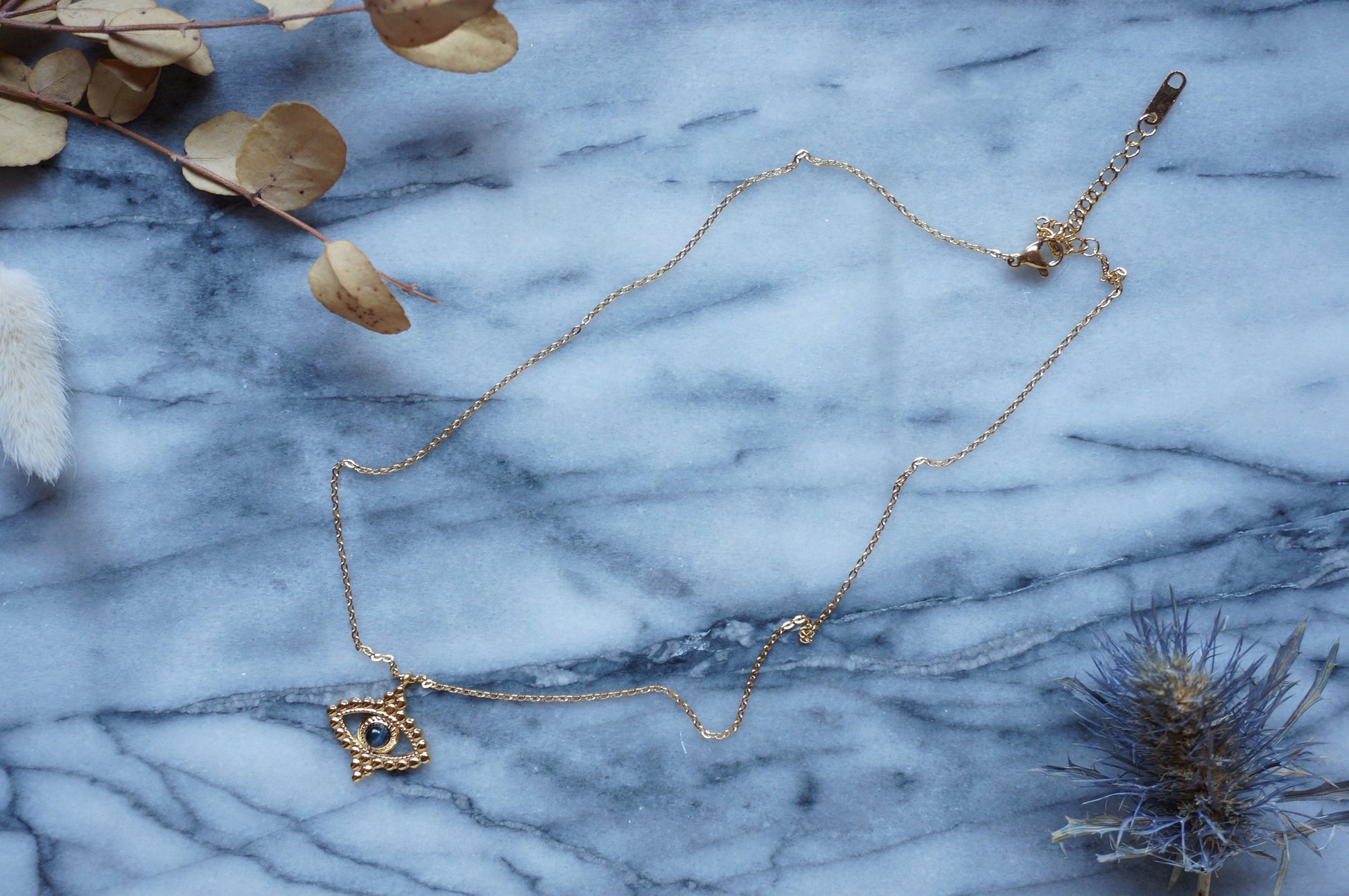 FATIMA EYE / Tiger eye Gold Necklace