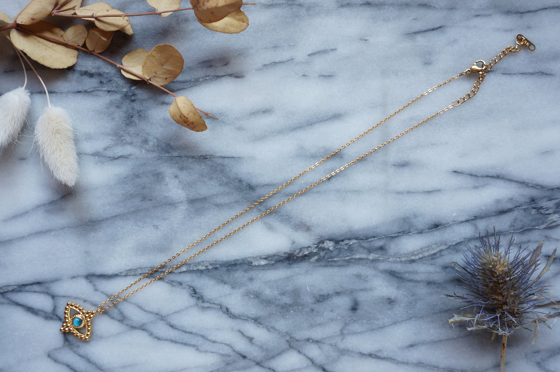 FATIMA EYE / Tiger eye Gold Necklace