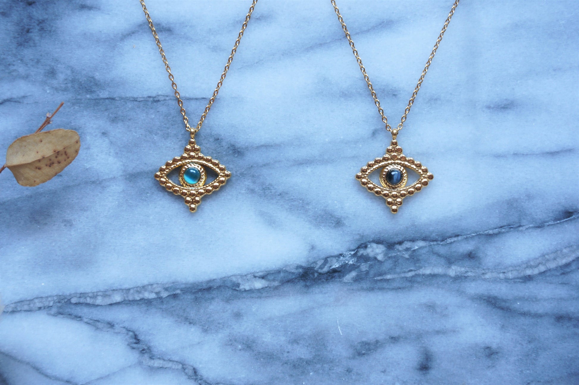 FATIMA EYE / Tiger eye Gold Necklace