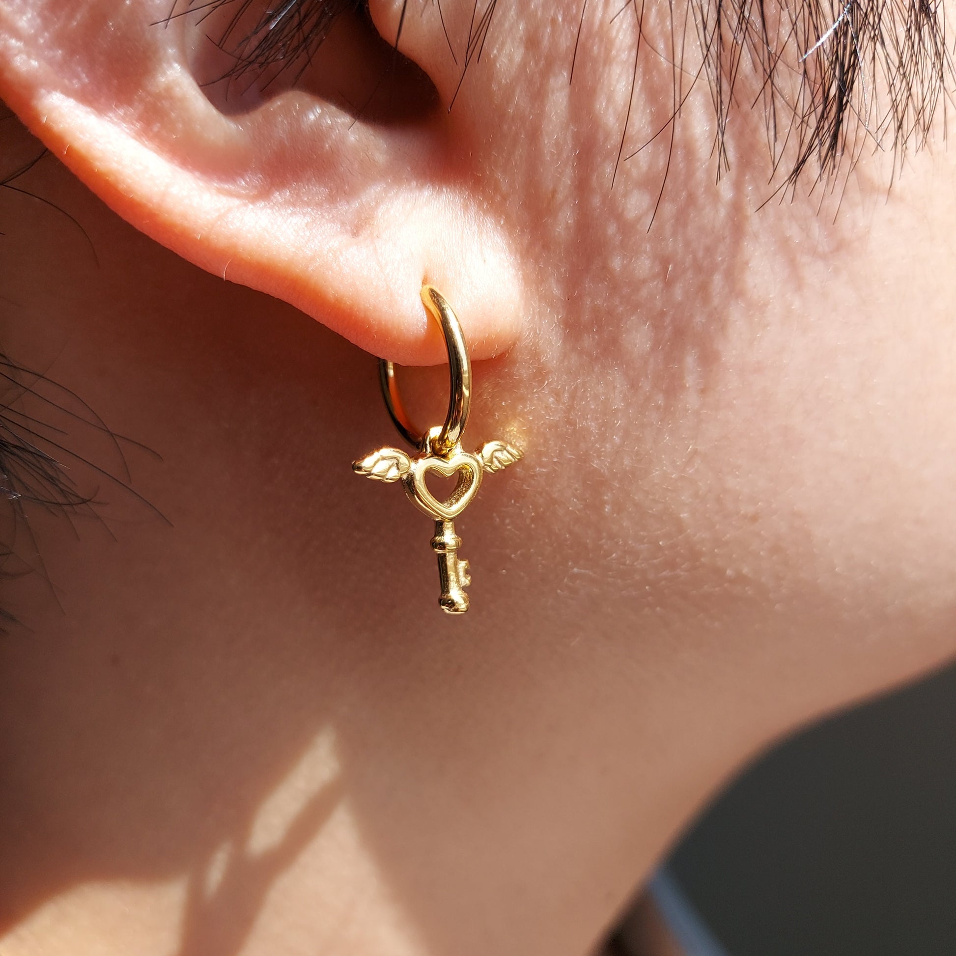 CUPID Heart Lock and Key Hoops