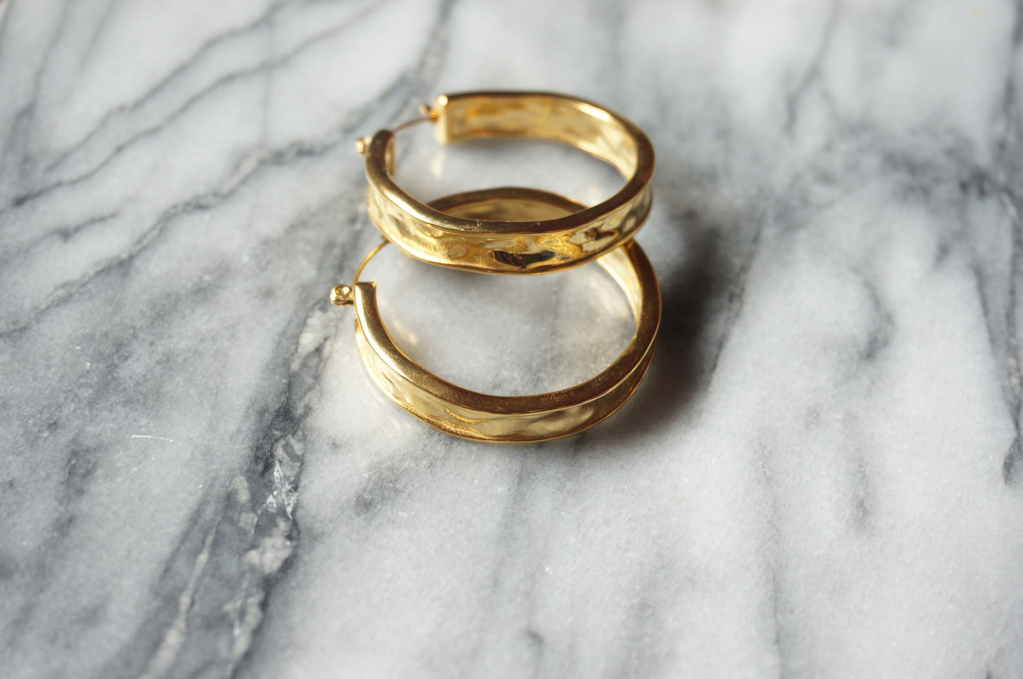 Gold Plated Chunky Hoops / Gold Thick Hoop Earrings