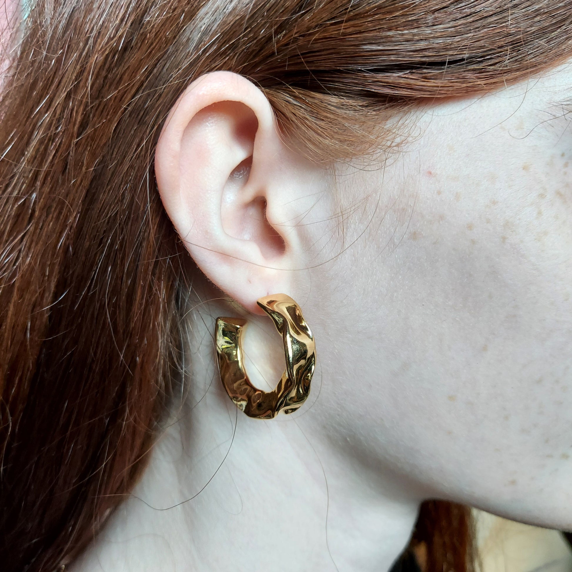 Gold Plated Chunky Hoops / Gold Thick Hoop Earrings