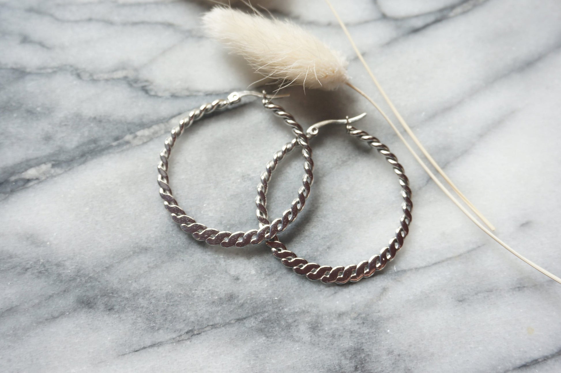 Plaited Big Hoop Earrings Silver / Braided Gold Hoops