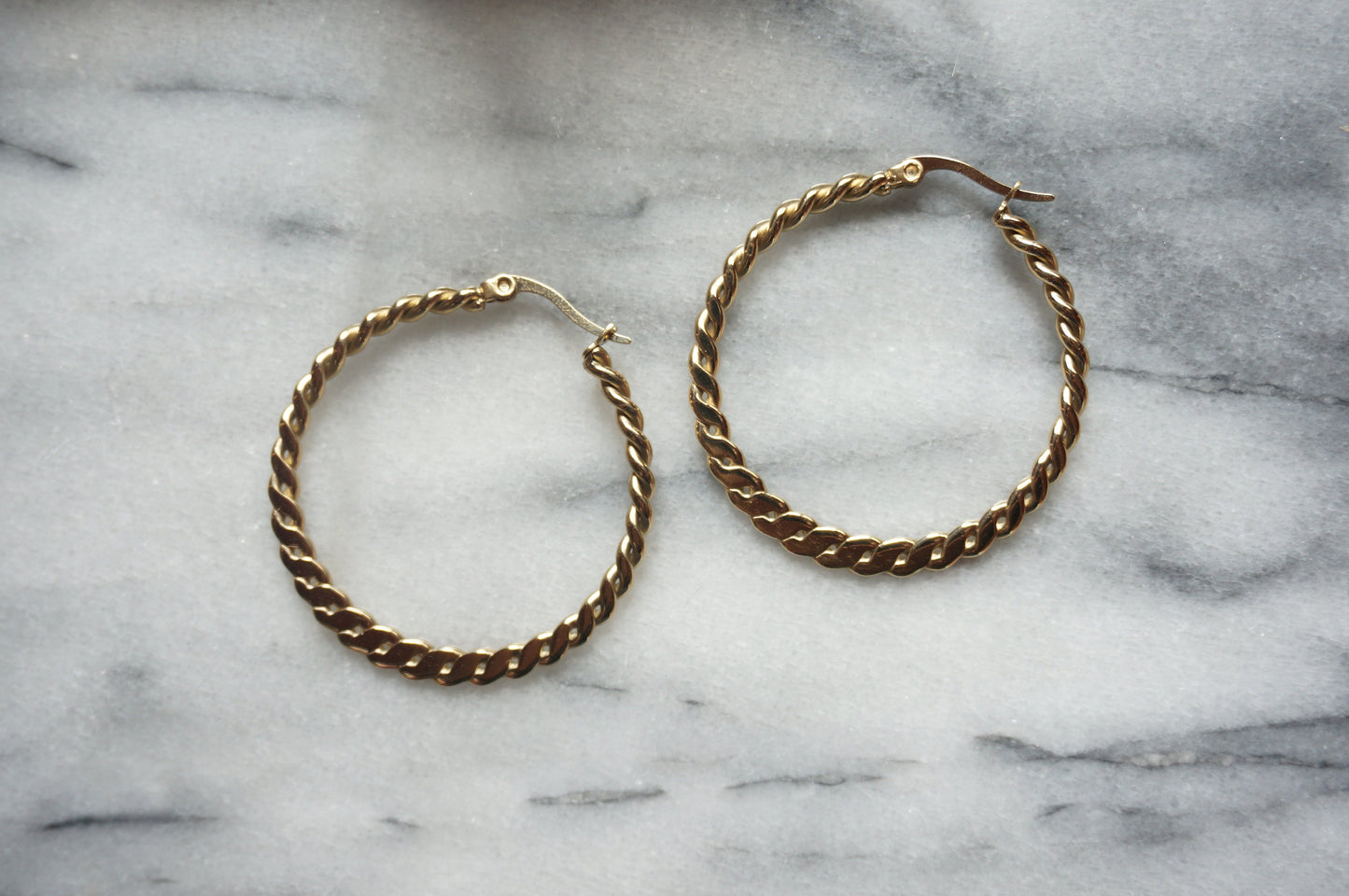 Plaited Big Hoop Earrings Silver / Braided Gold Hoops