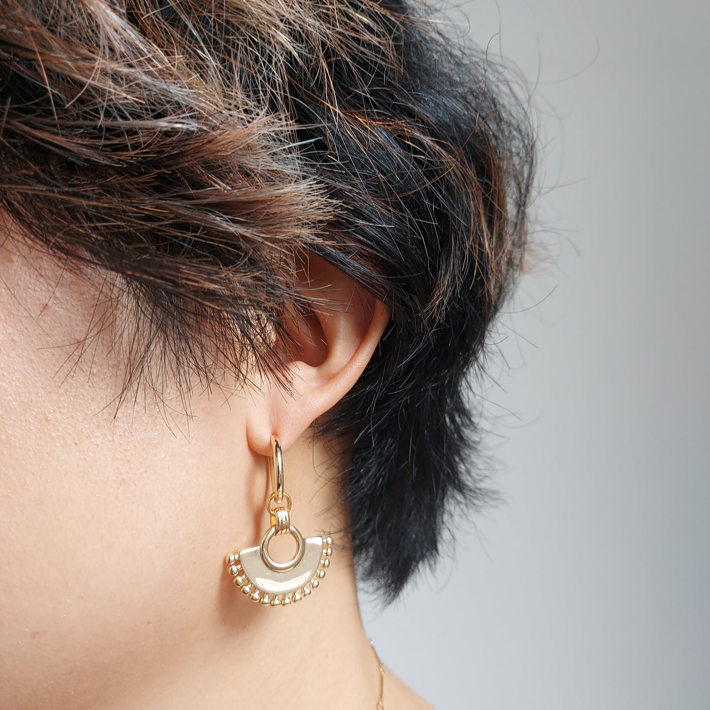 KUSKO Gold Plated Incan Hoop Earrings