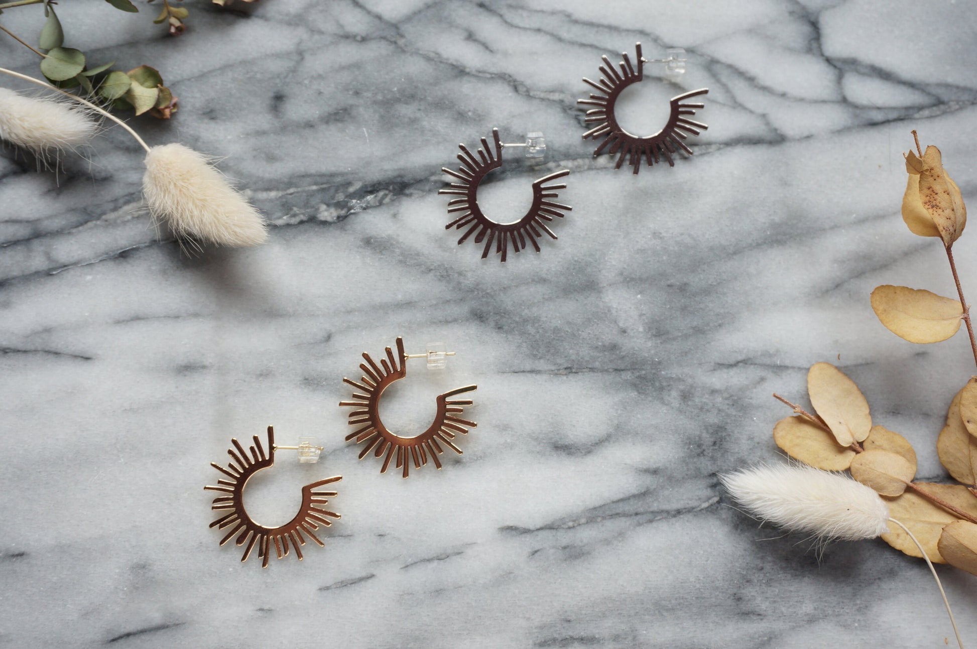 HALO 24k Gold/ Silver Plated Sun Hoop Earrings