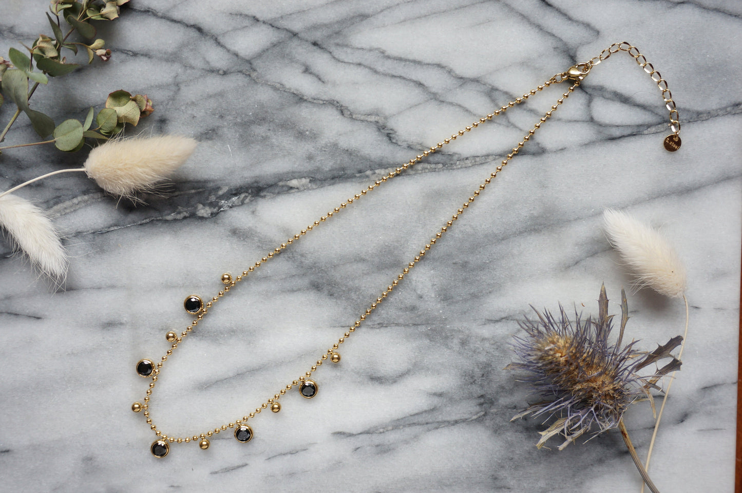 Green / Black Gem Gold Necklace