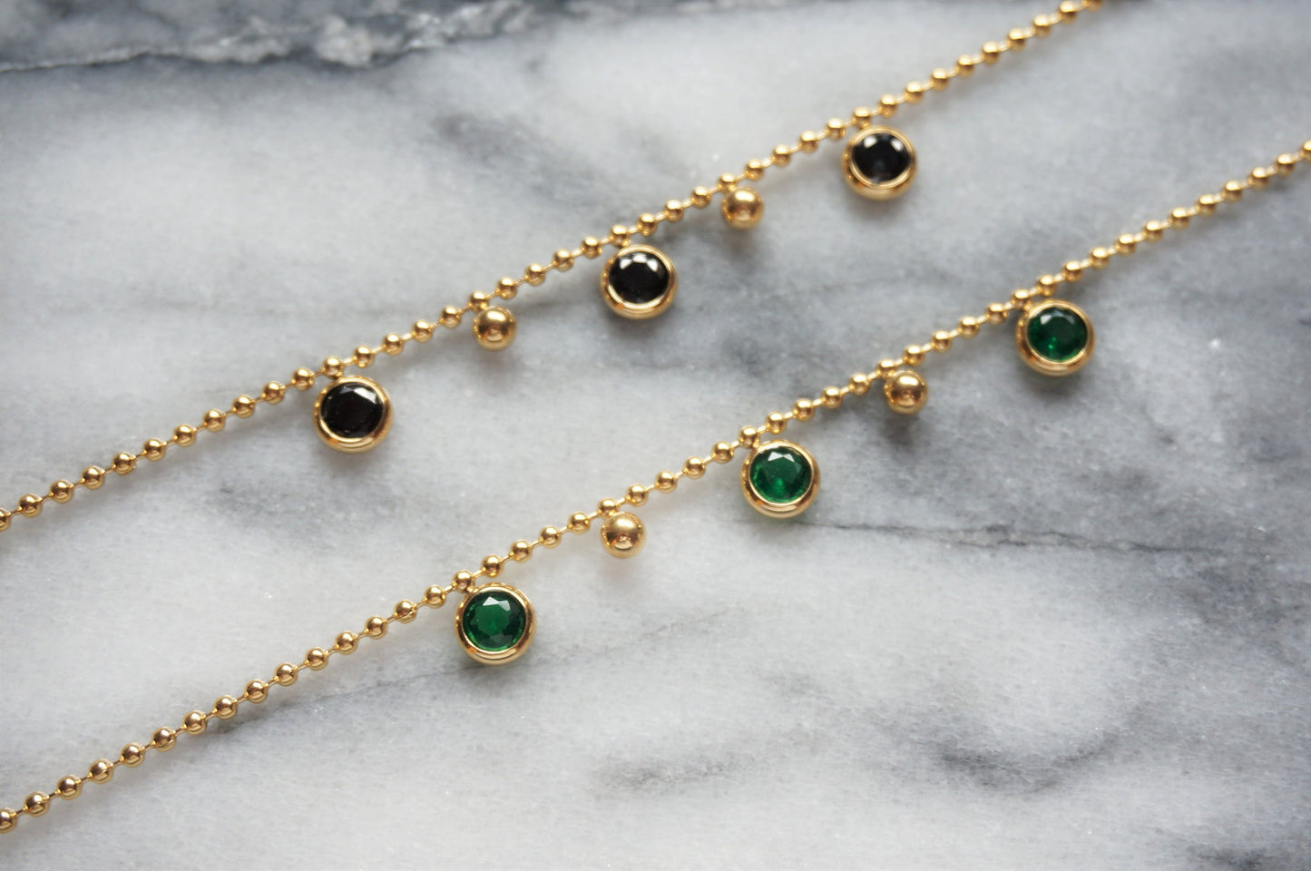 Green/ Black Gem Gold Bracelet