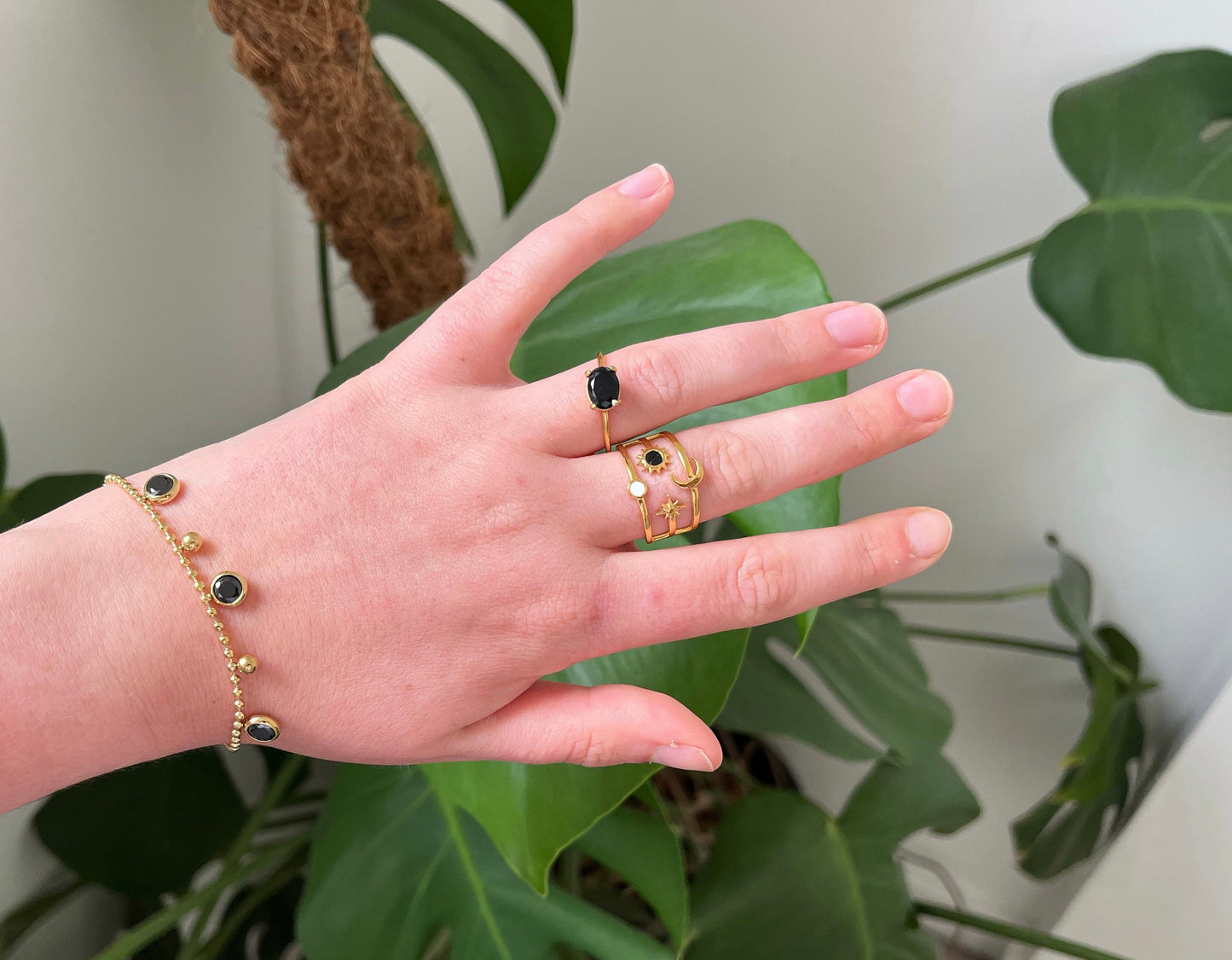 Green/ Black Gem Gold Bracelet