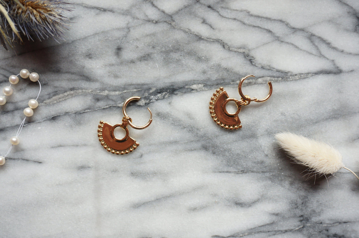 KUSKO Gold Plated Incan Hoop Earrings