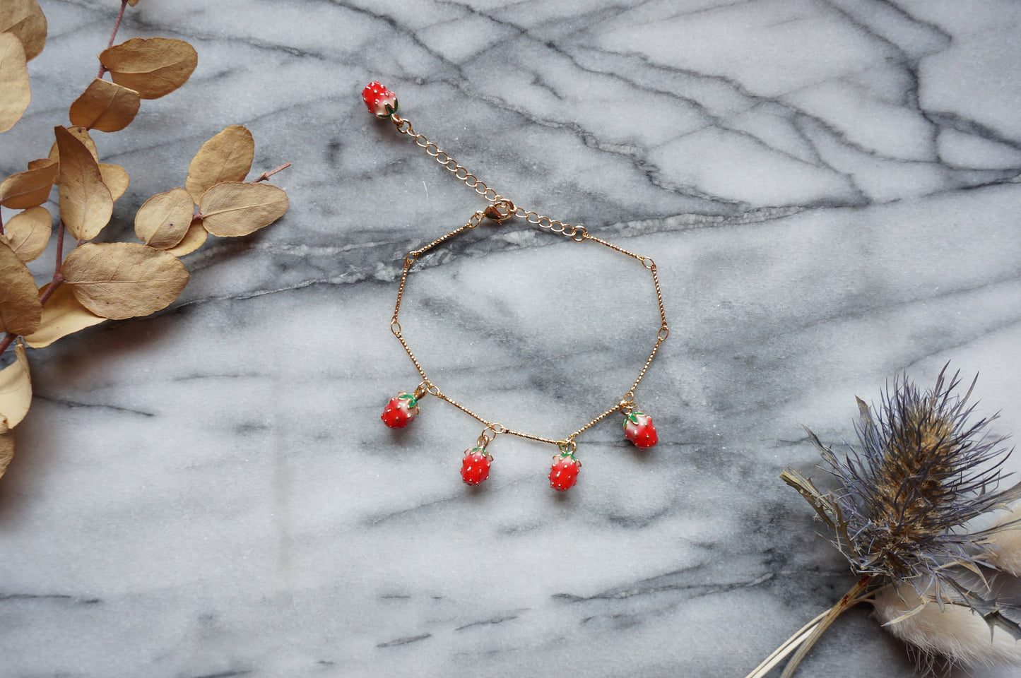 SHORTCAKE Strawberry Cluster Dainty Bracelet