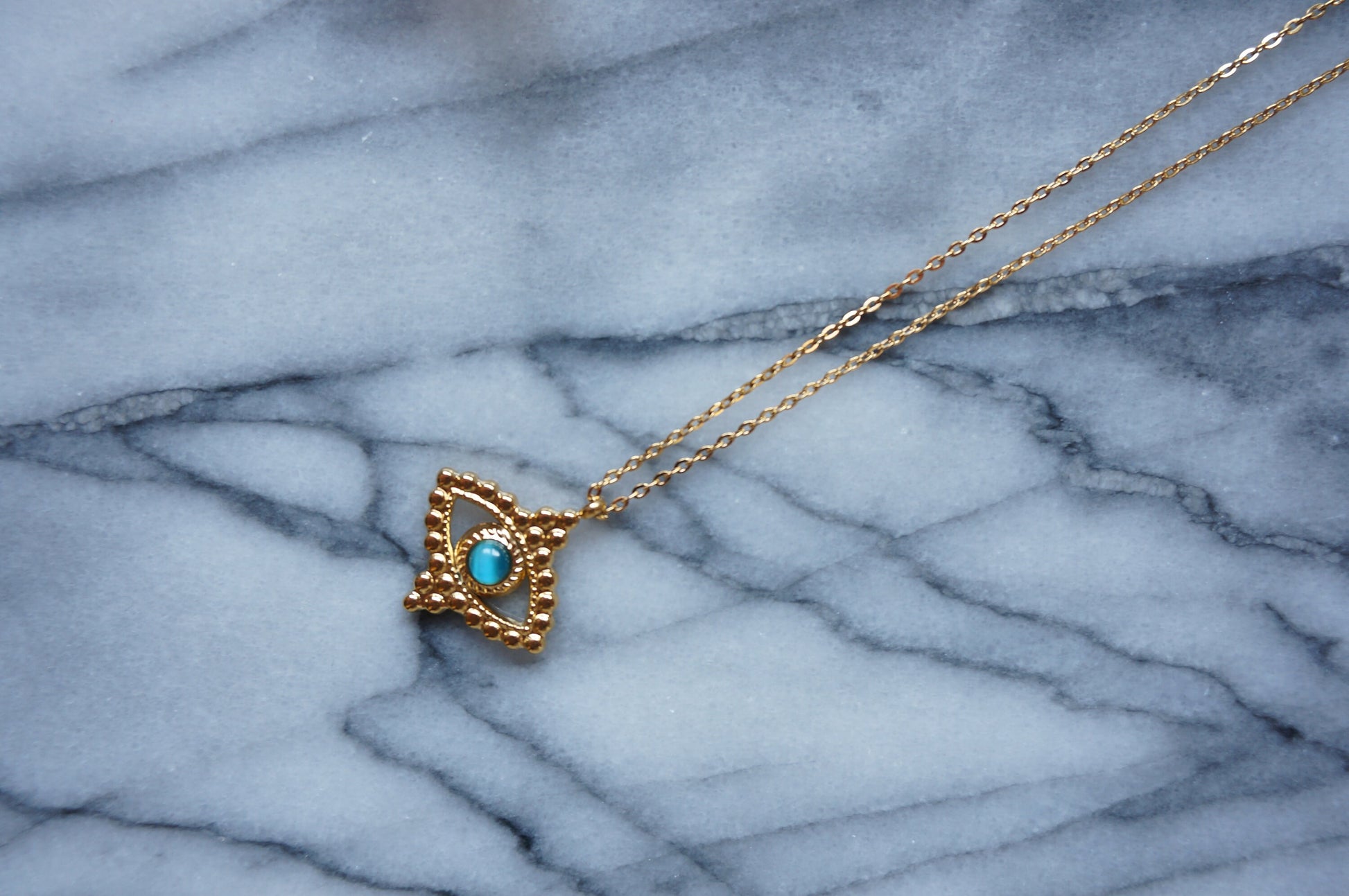 FATIMA EYE / Tiger eye Gold Necklace