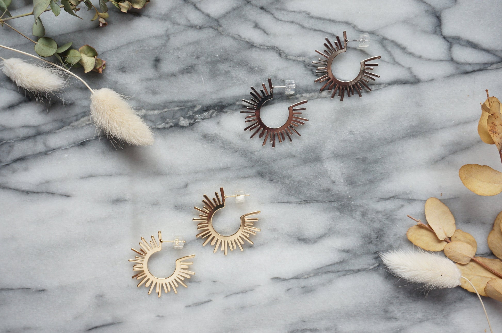 HALO 24k Gold/ Silver Plated Sun Hoop Earrings