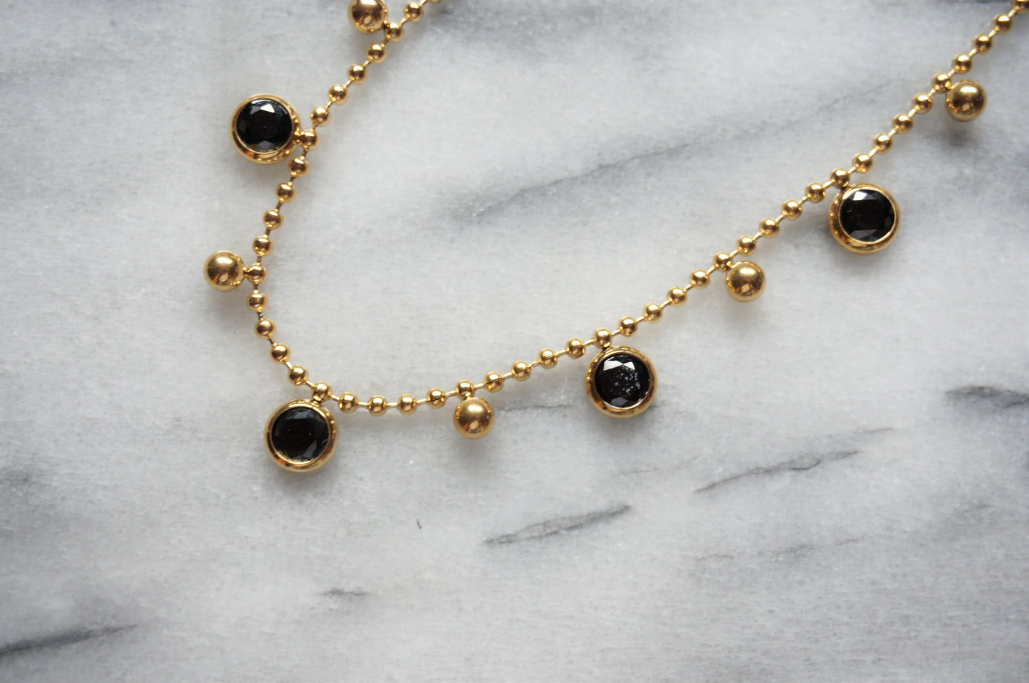 Green / Black Gem Gold Necklace