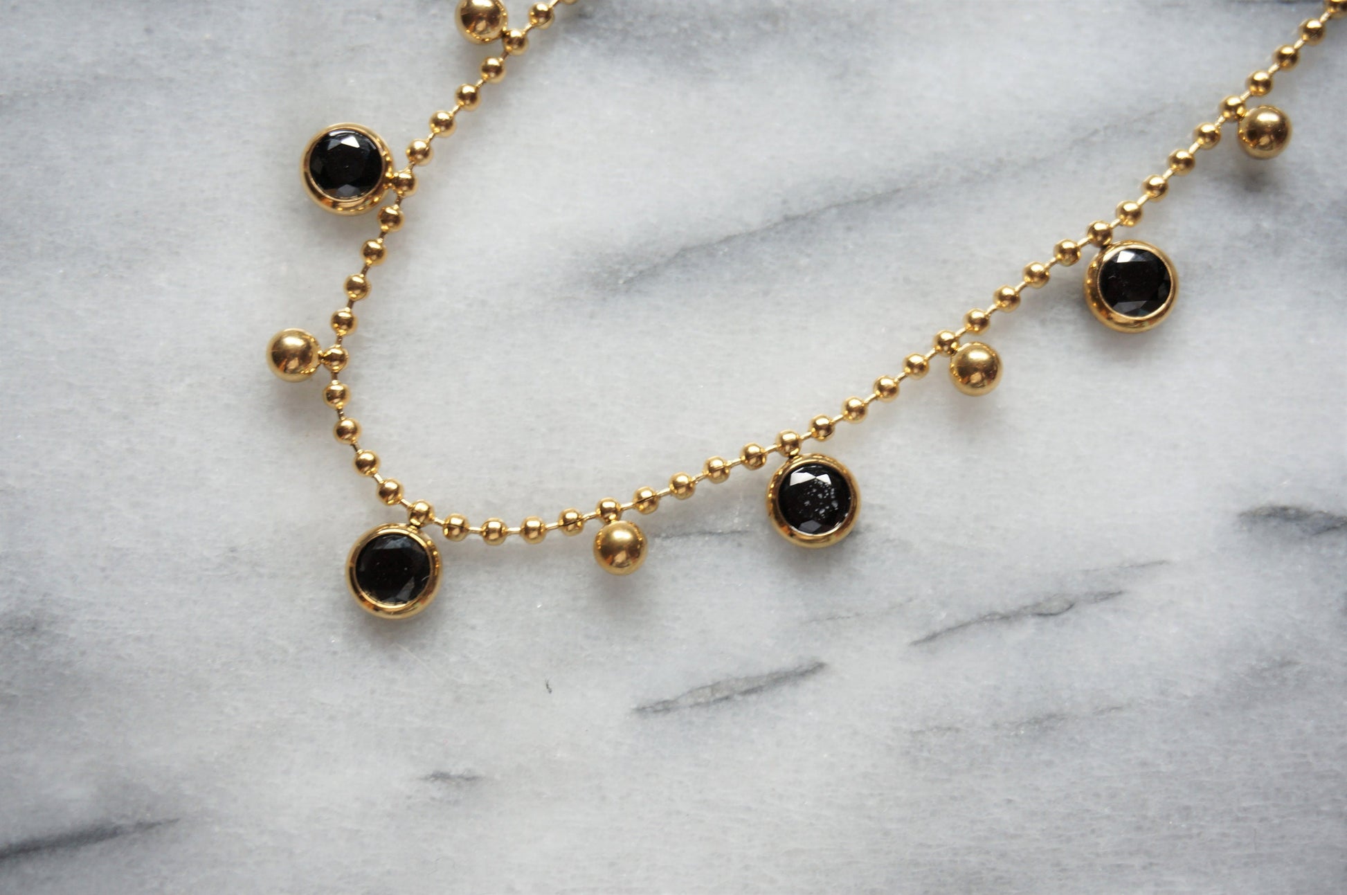 Green / Black Gem Gold Necklace