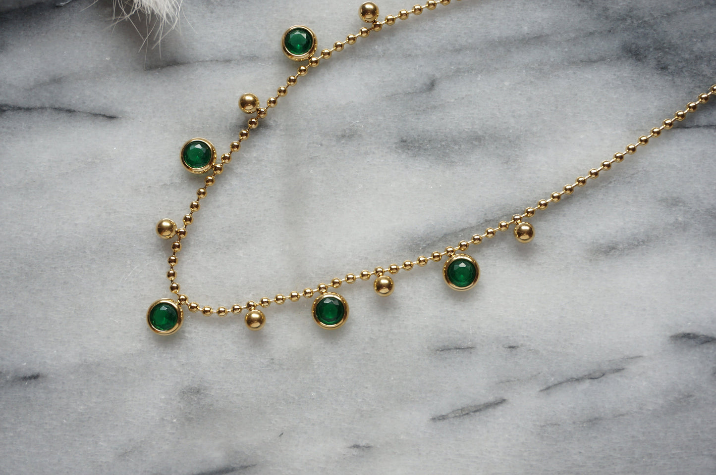 Green / Black Gem Gold Necklace