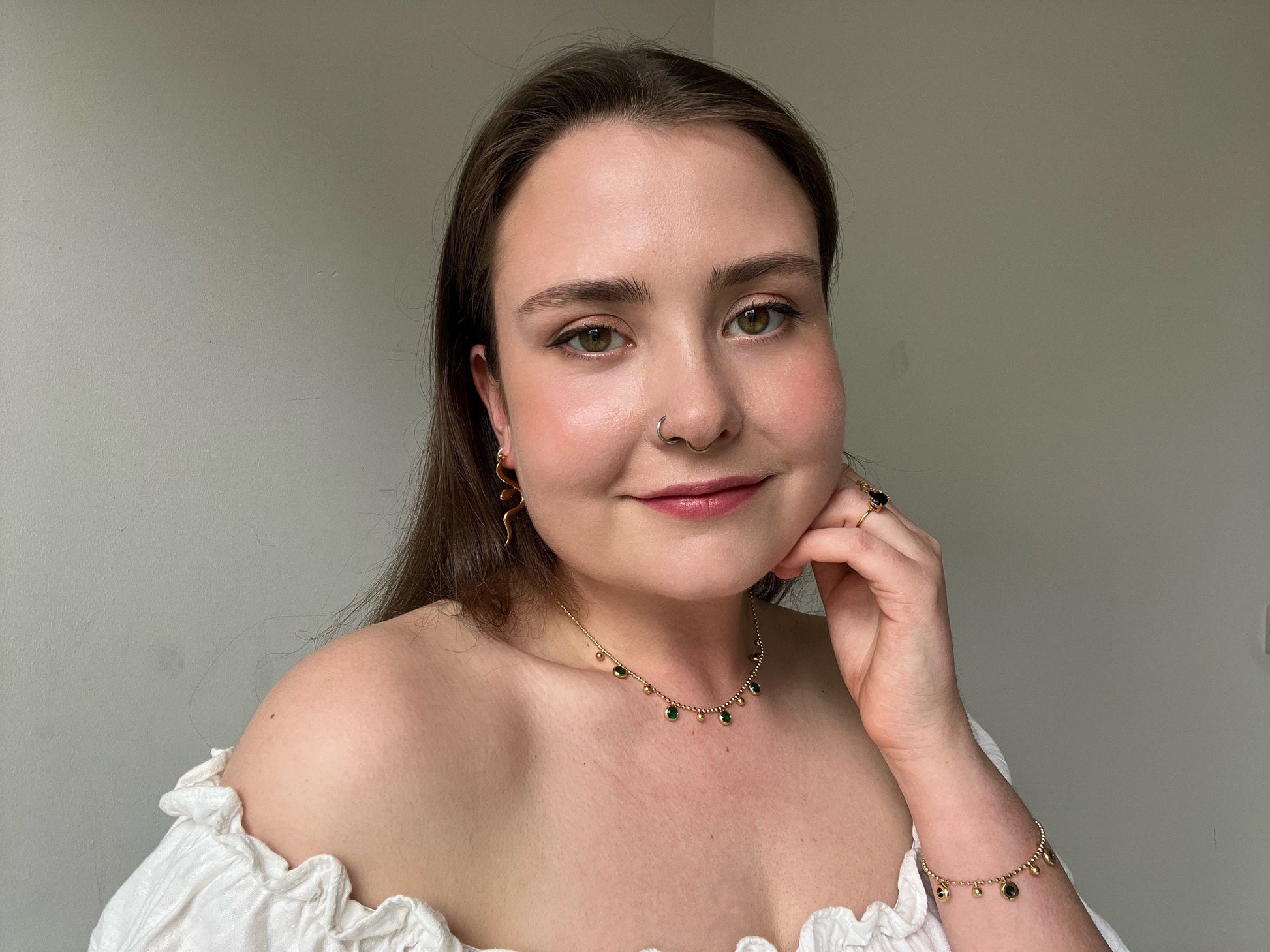 Green / Black Gem Gold Necklace