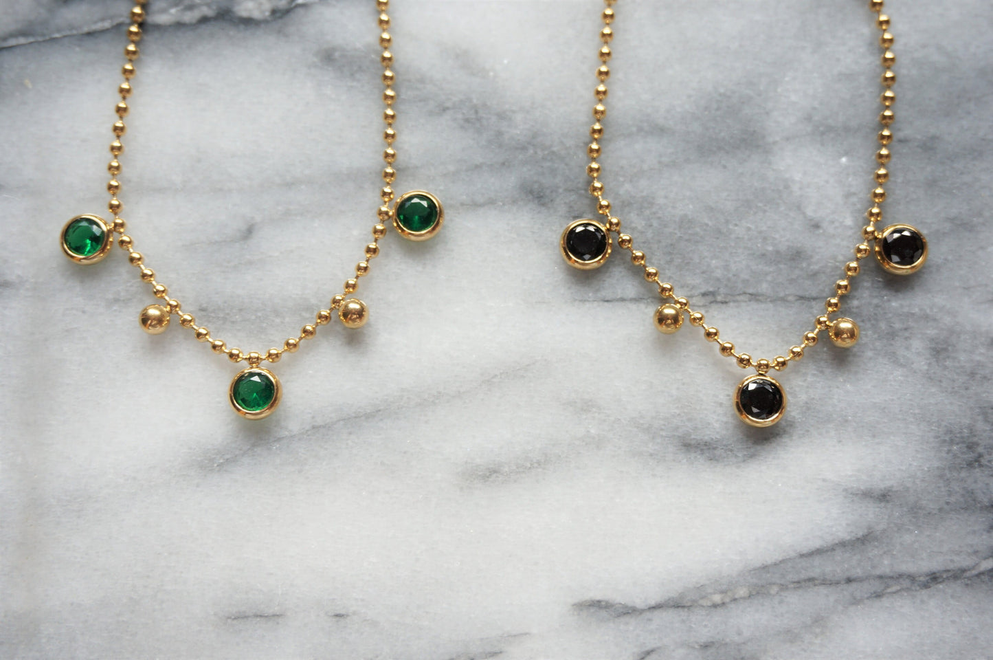 Green/ Black Gem Gold Bracelet