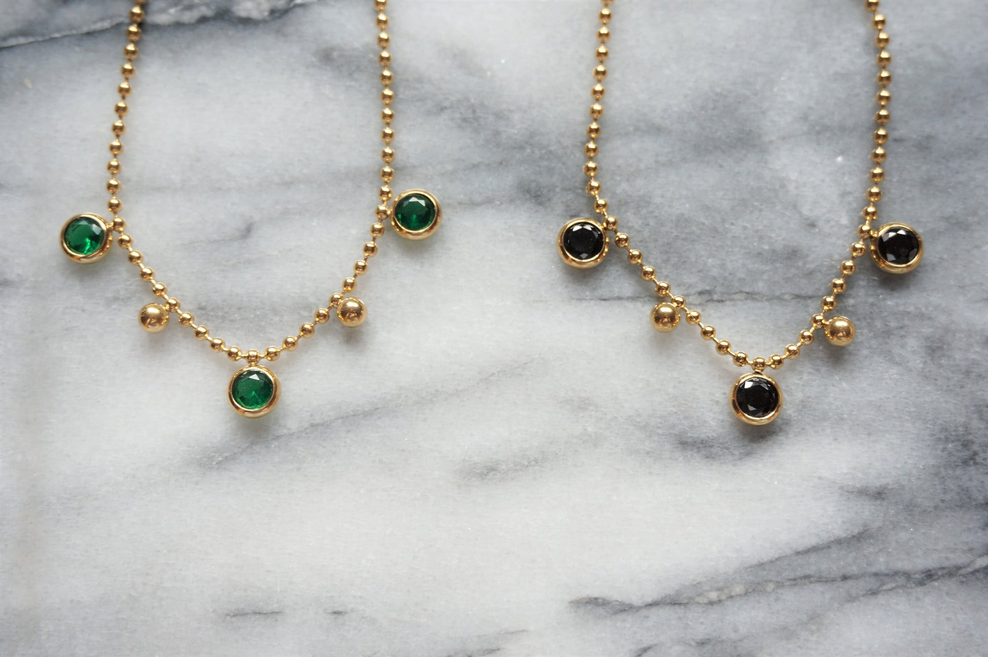 Green/ Black Gem Gold Bracelet