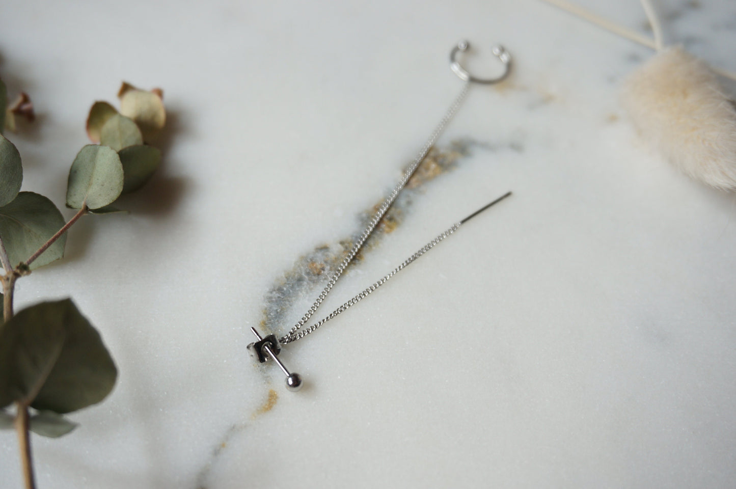 CATENA Silver Ball Stud, Threader and Cuff