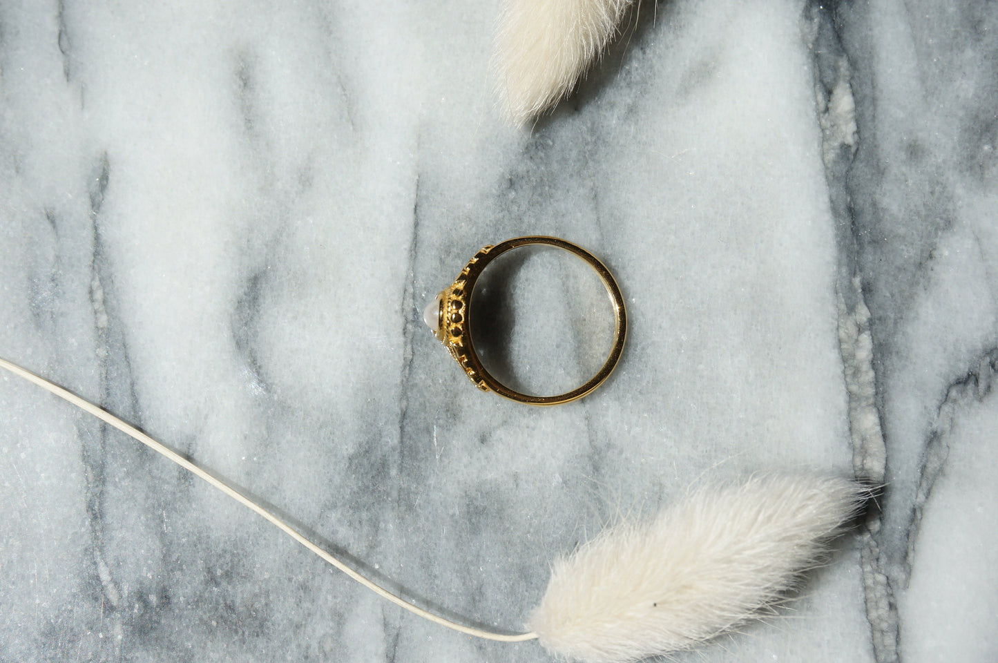 Gold Mother Of Pearl Ring / Antique Inspired Ring