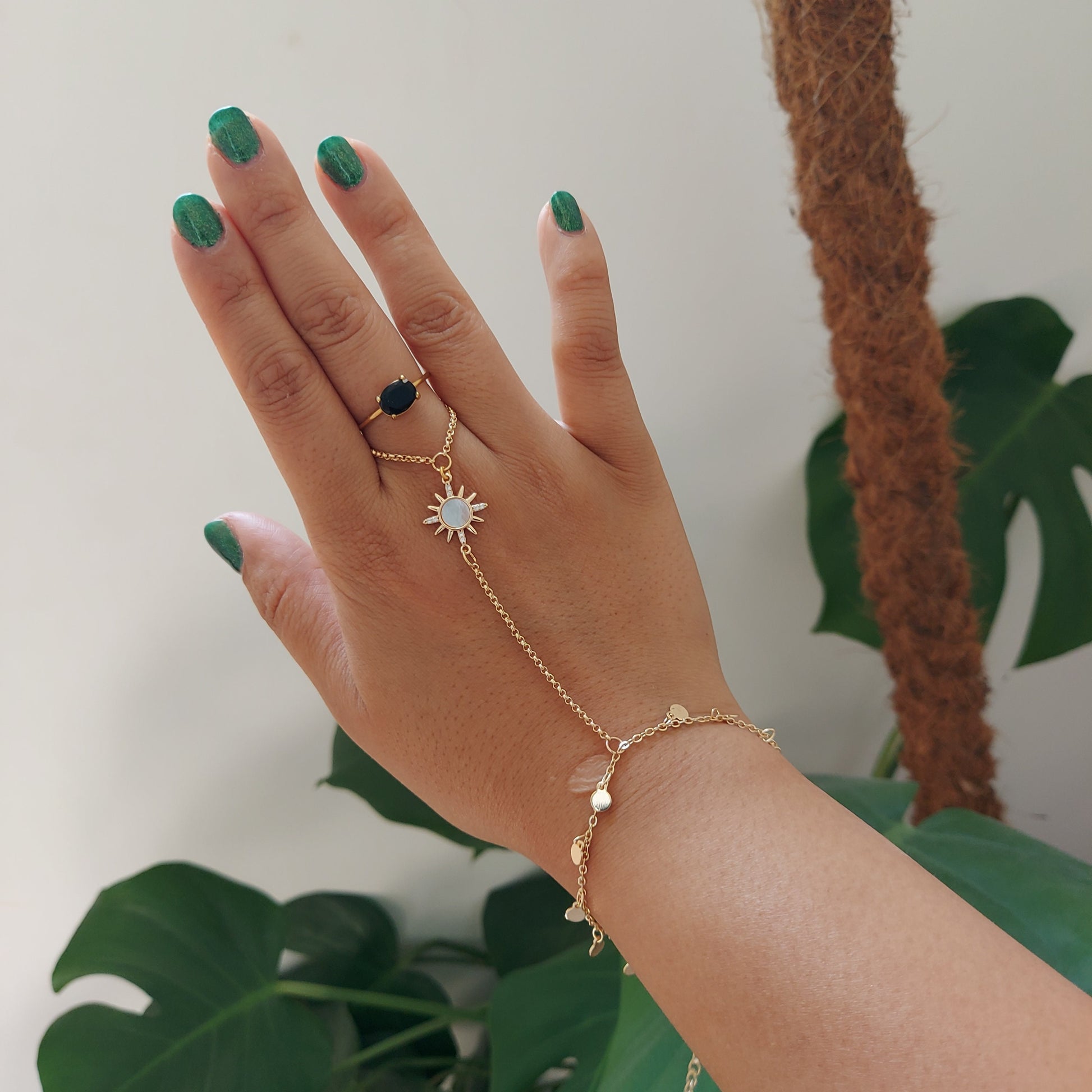 Black / Clear Gem Dainty Stackable Adjustable Ring