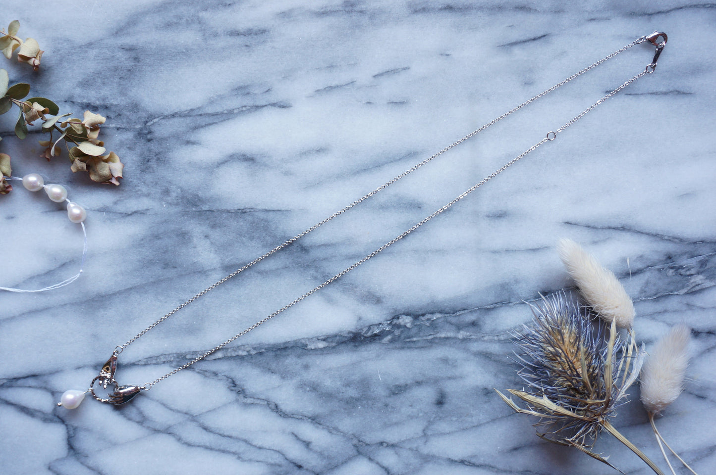 HAND-PICKED Teardrop Pearl and hands dainty necklace